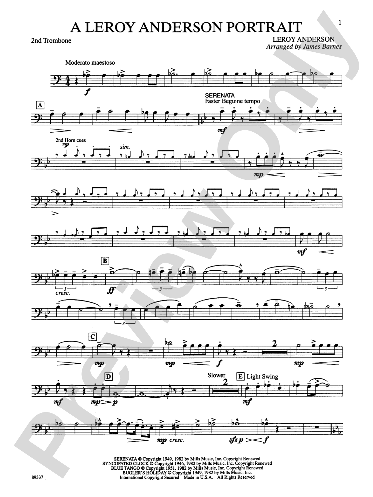 Leroy Anderson Portrait: 2nd Trombone