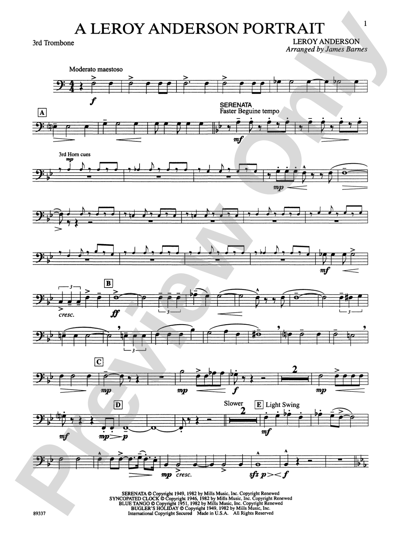 Leroy Anderson Portrait: 3rd Trombone
