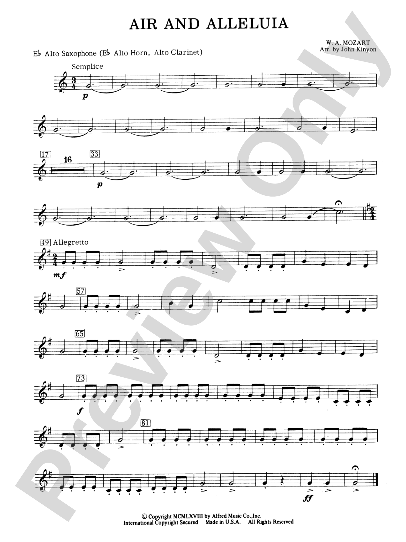 Air and Alleluia: E-flat Alto Saxophone
