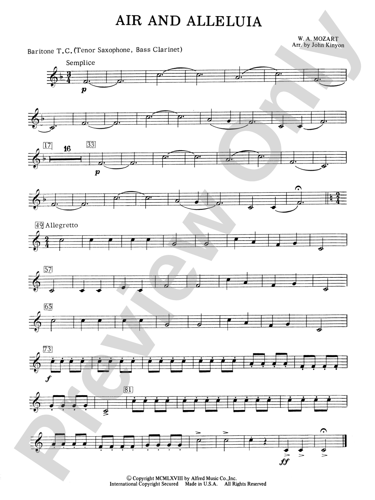 Air and Alleluia: Baritone T.C.