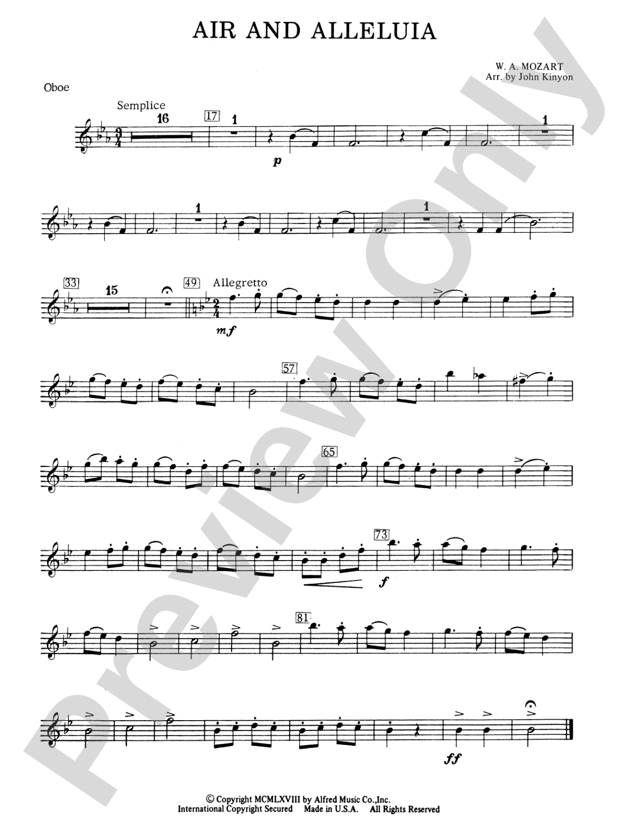 Air and Alleluia: Oboe