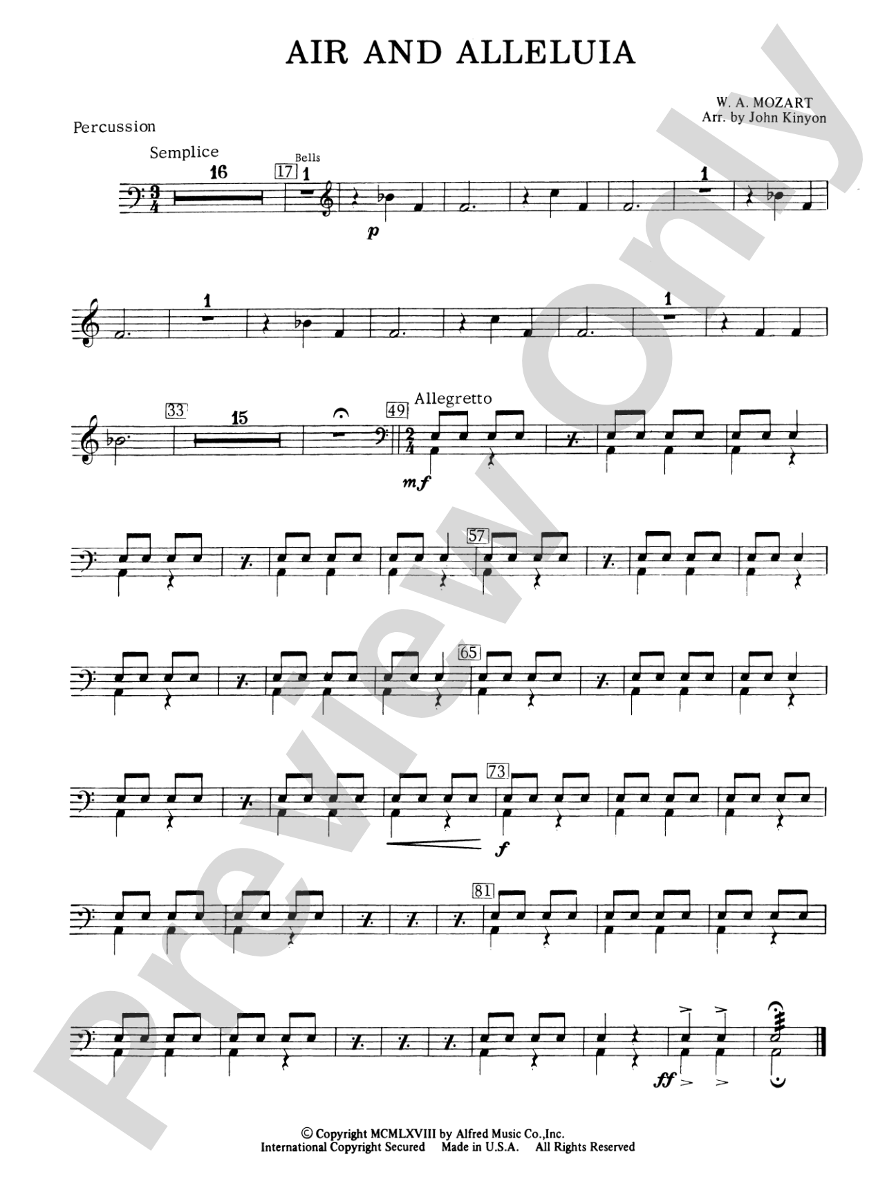 Air and Alleluia: 1st Percussion