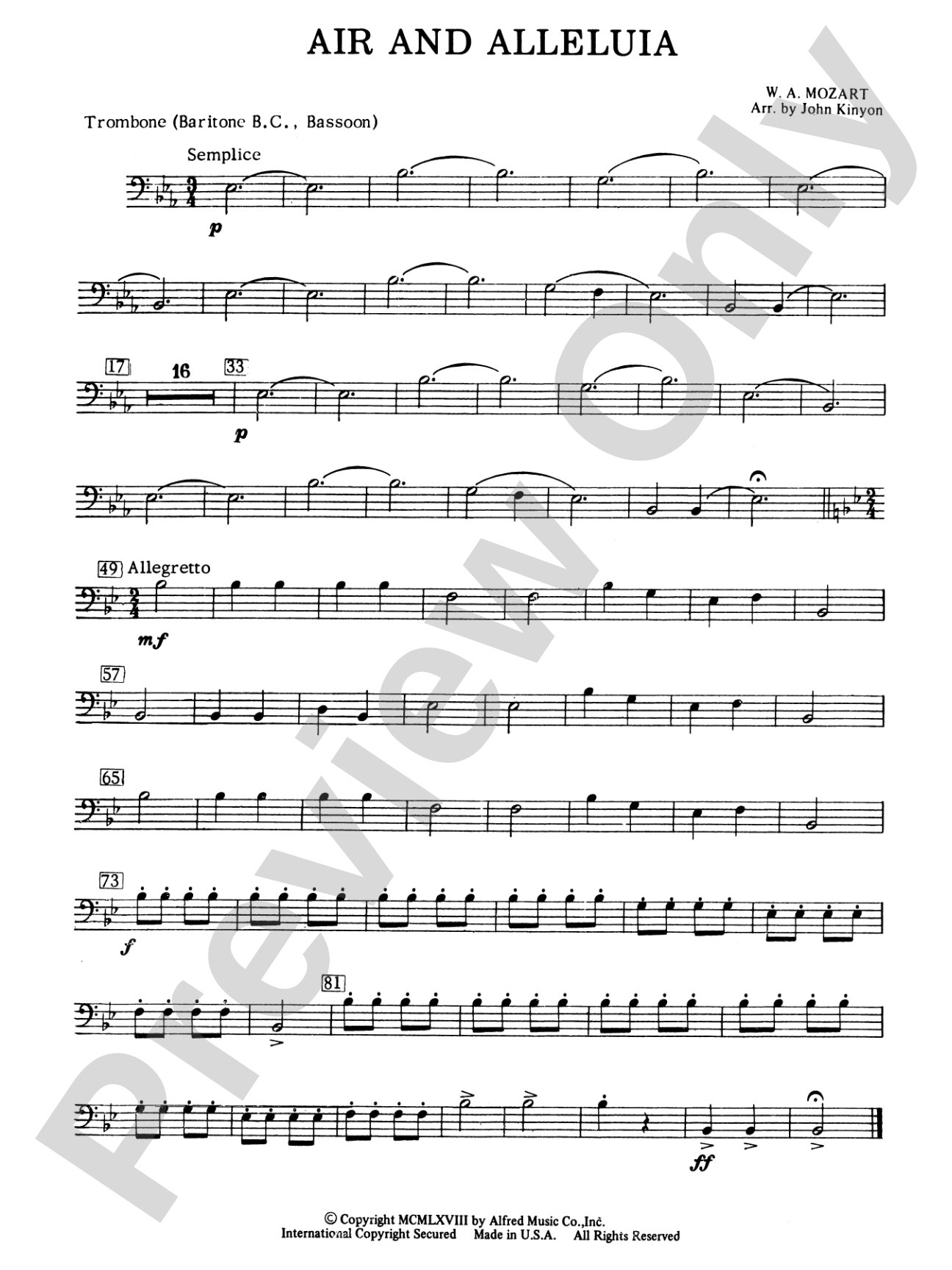 Air and Alleluia: 1st Trombone