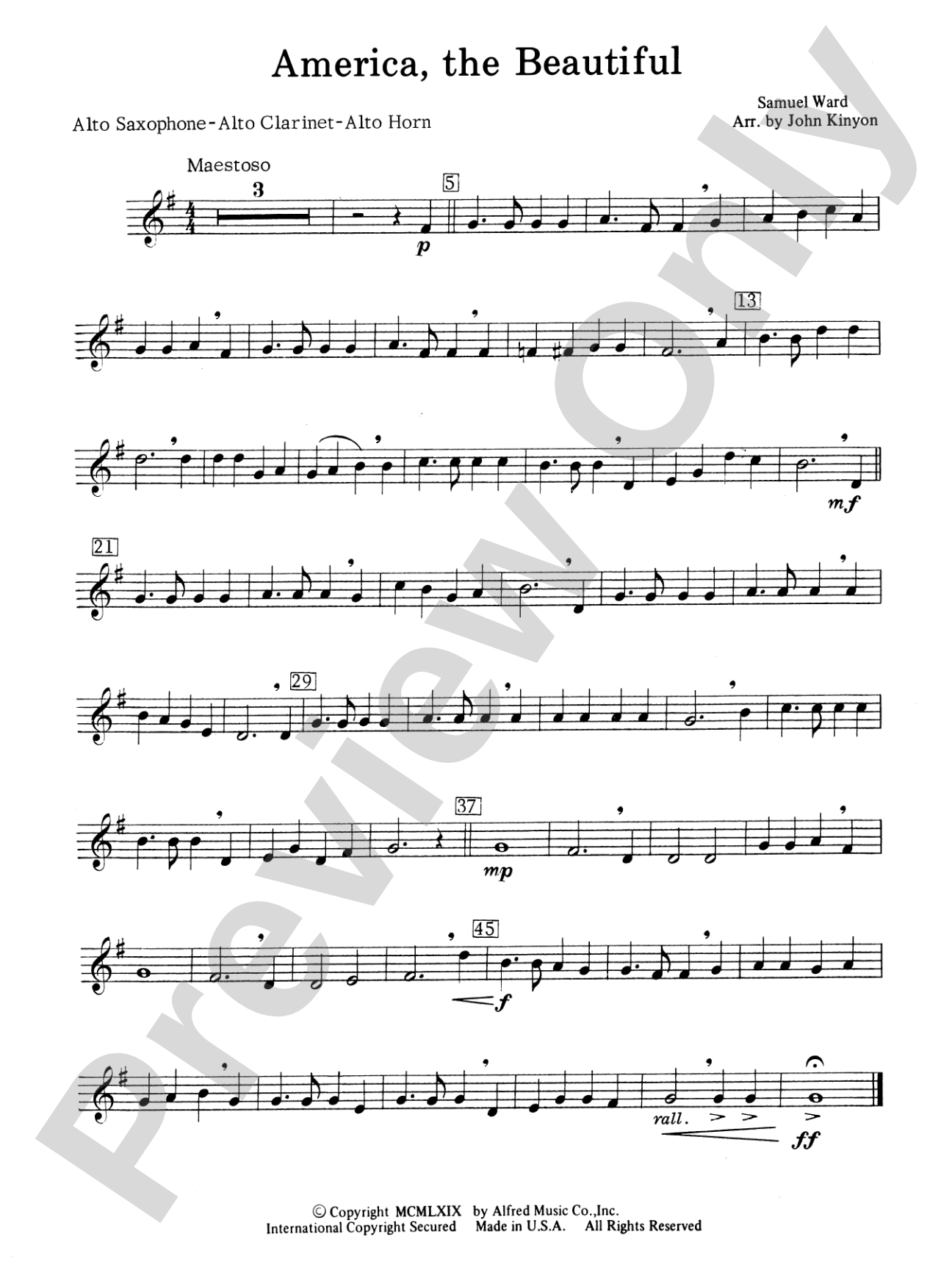 America, the Beautiful: E-flat Alto Saxophone