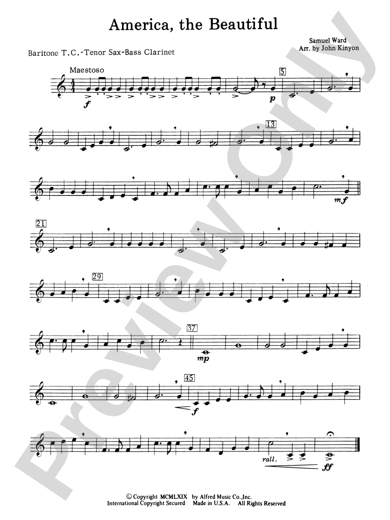 America, the Beautiful: Baritone T.C.