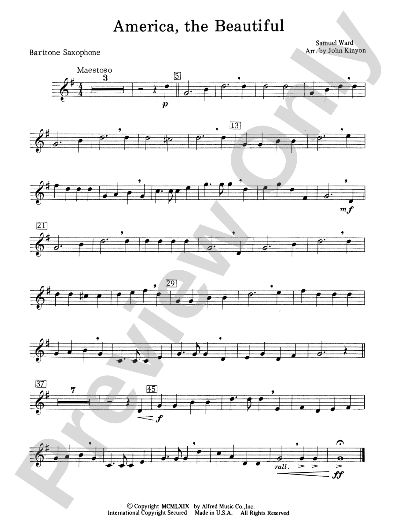 America, the Beautiful: E-flat Baritone Saxophone