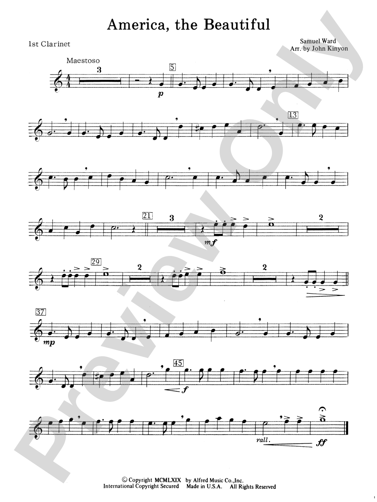 America, the Beautiful: 1st B-flat Clarinet