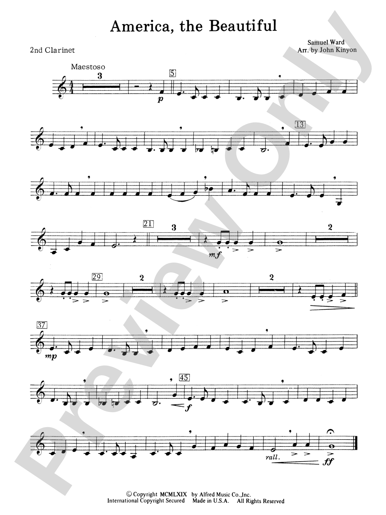 America, the Beautiful: 2nd B-flat Clarinet