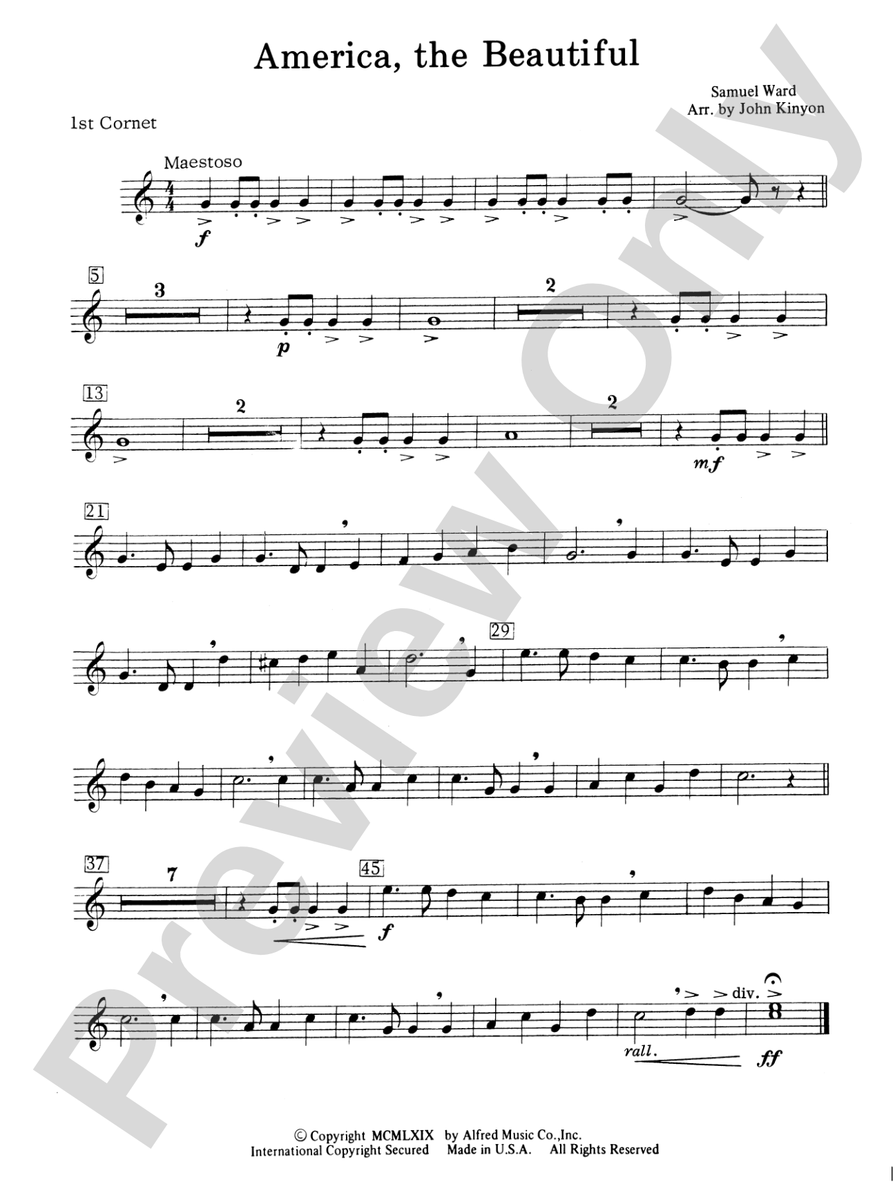 America, the Beautiful: 1st B-flat Cornet
