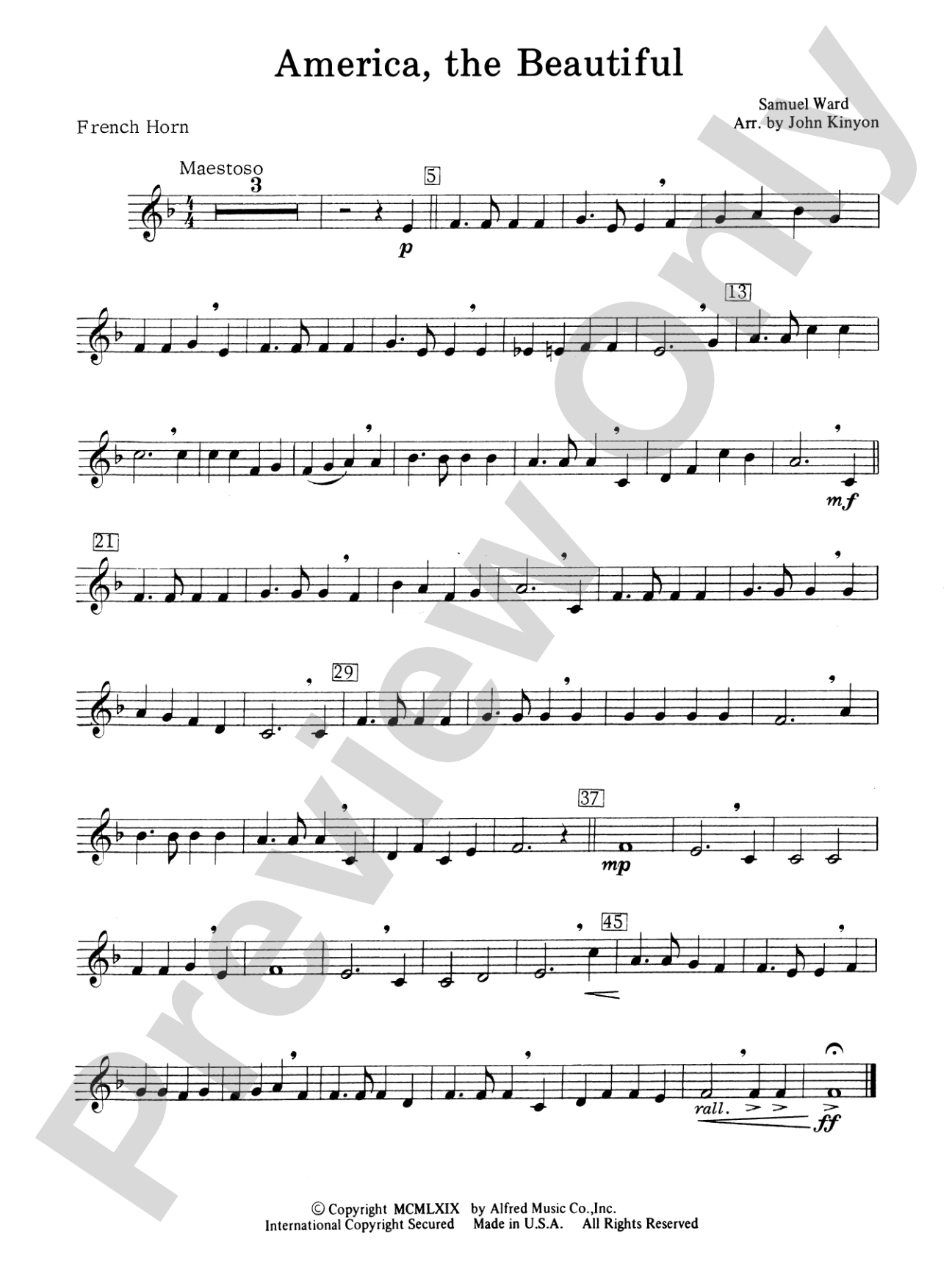 America, the Beautiful: 1st F Horn