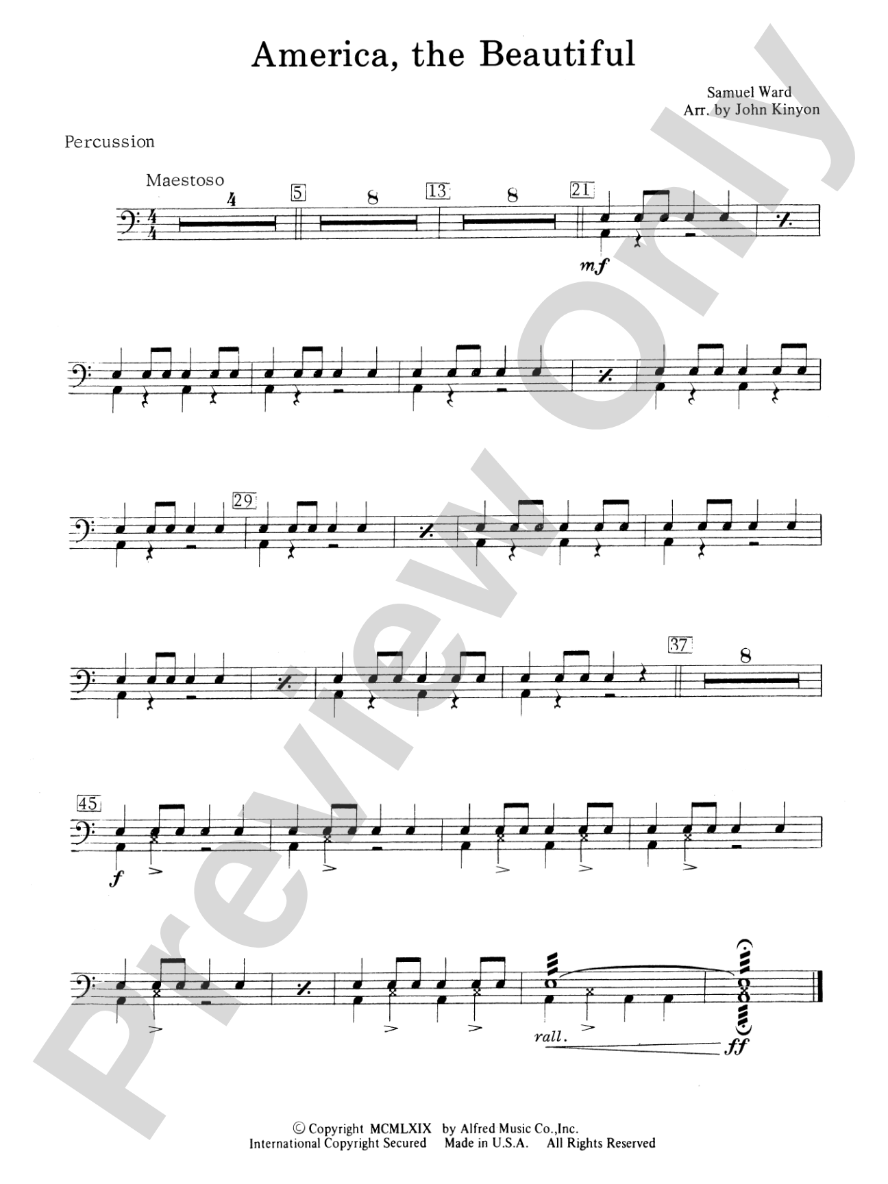 America, the Beautiful: 1st Percussion