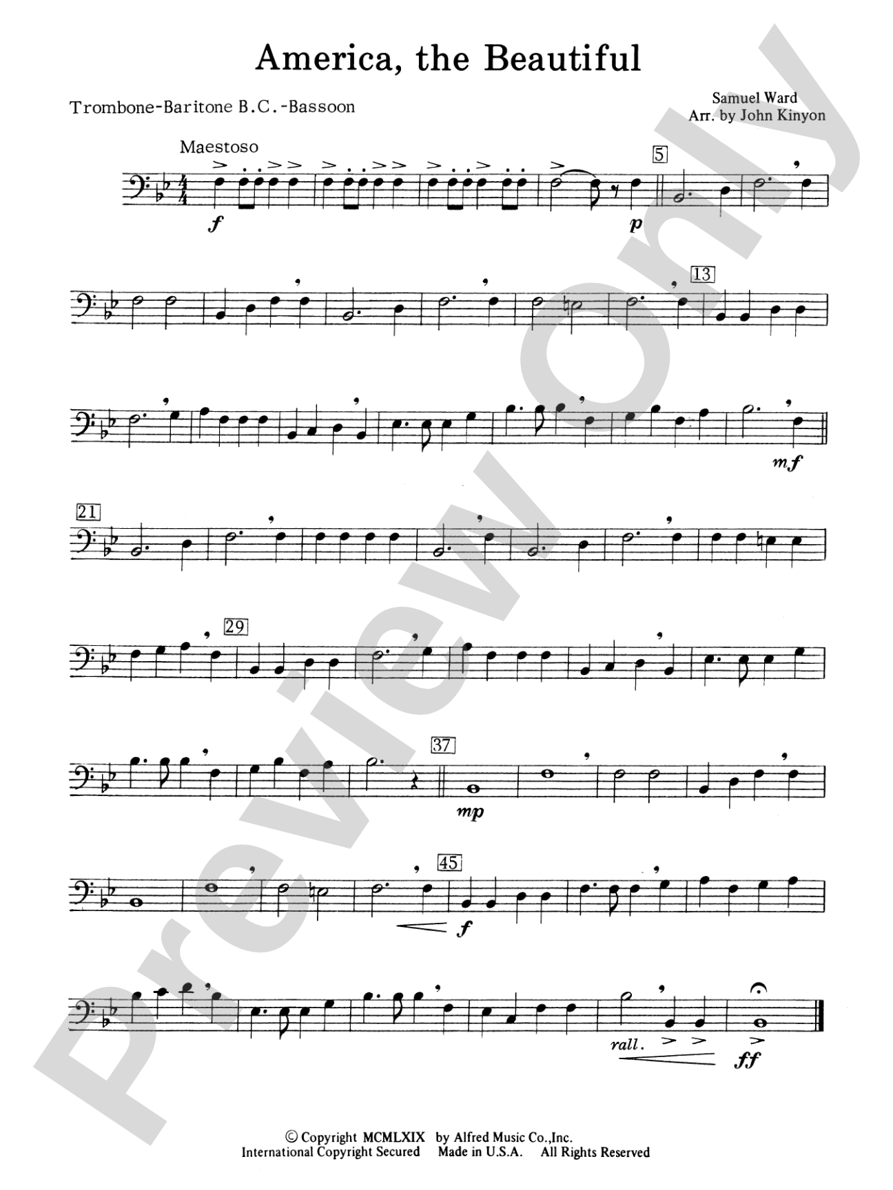America, the Beautiful: 1st Trombone