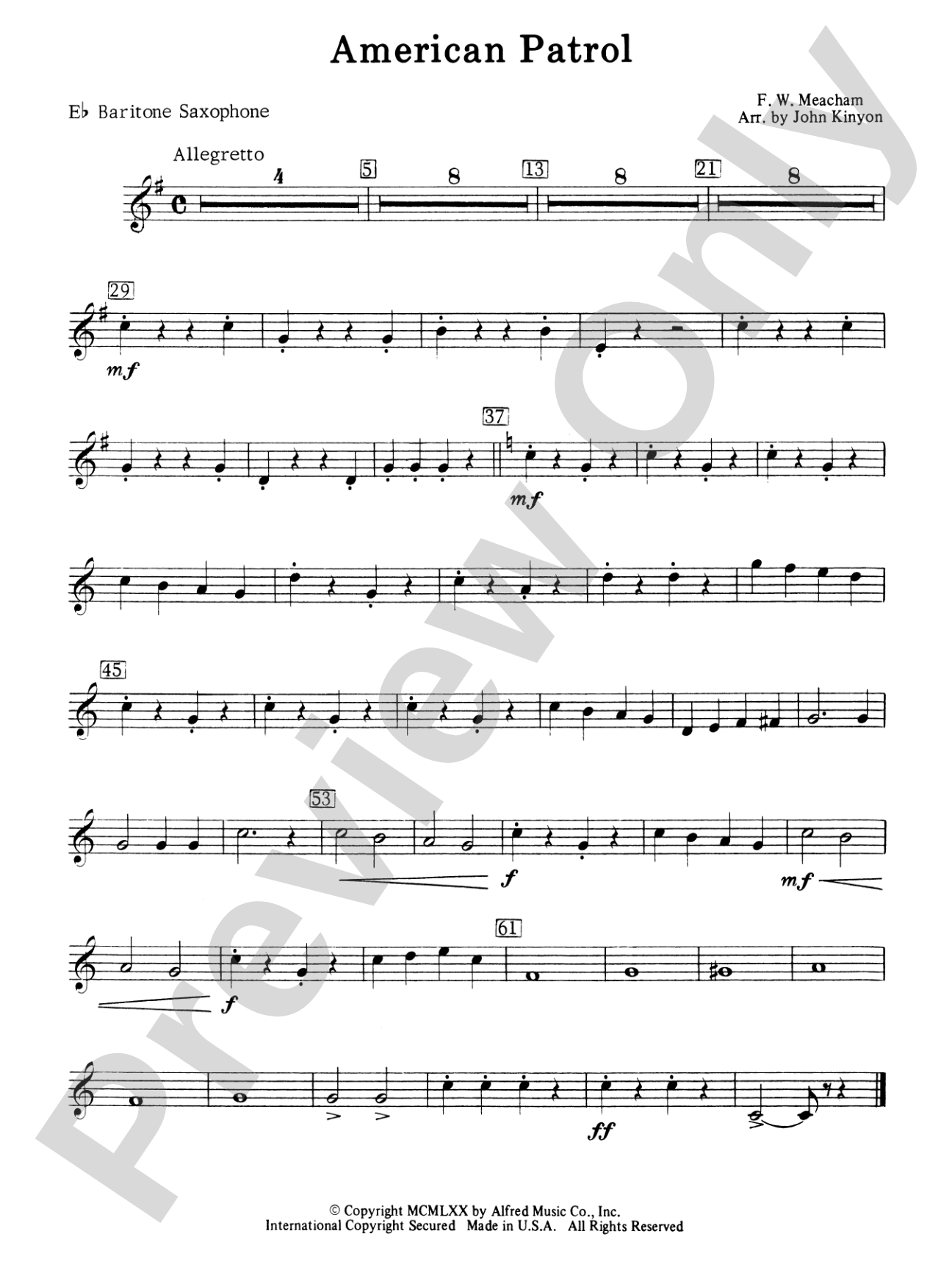 American Patrol: E-flat Baritone Saxophone