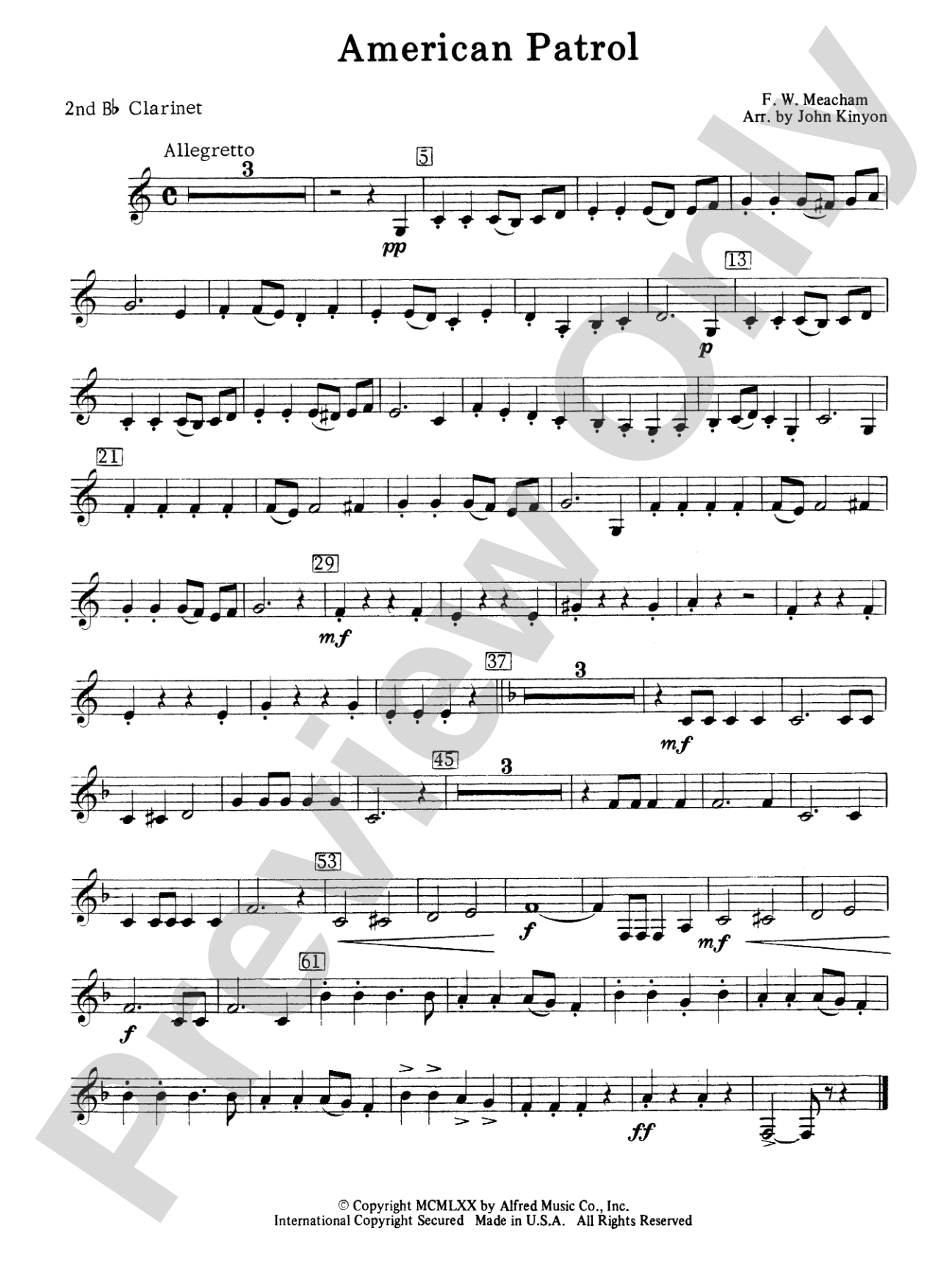 American Patrol: 2nd B-flat Clarinet