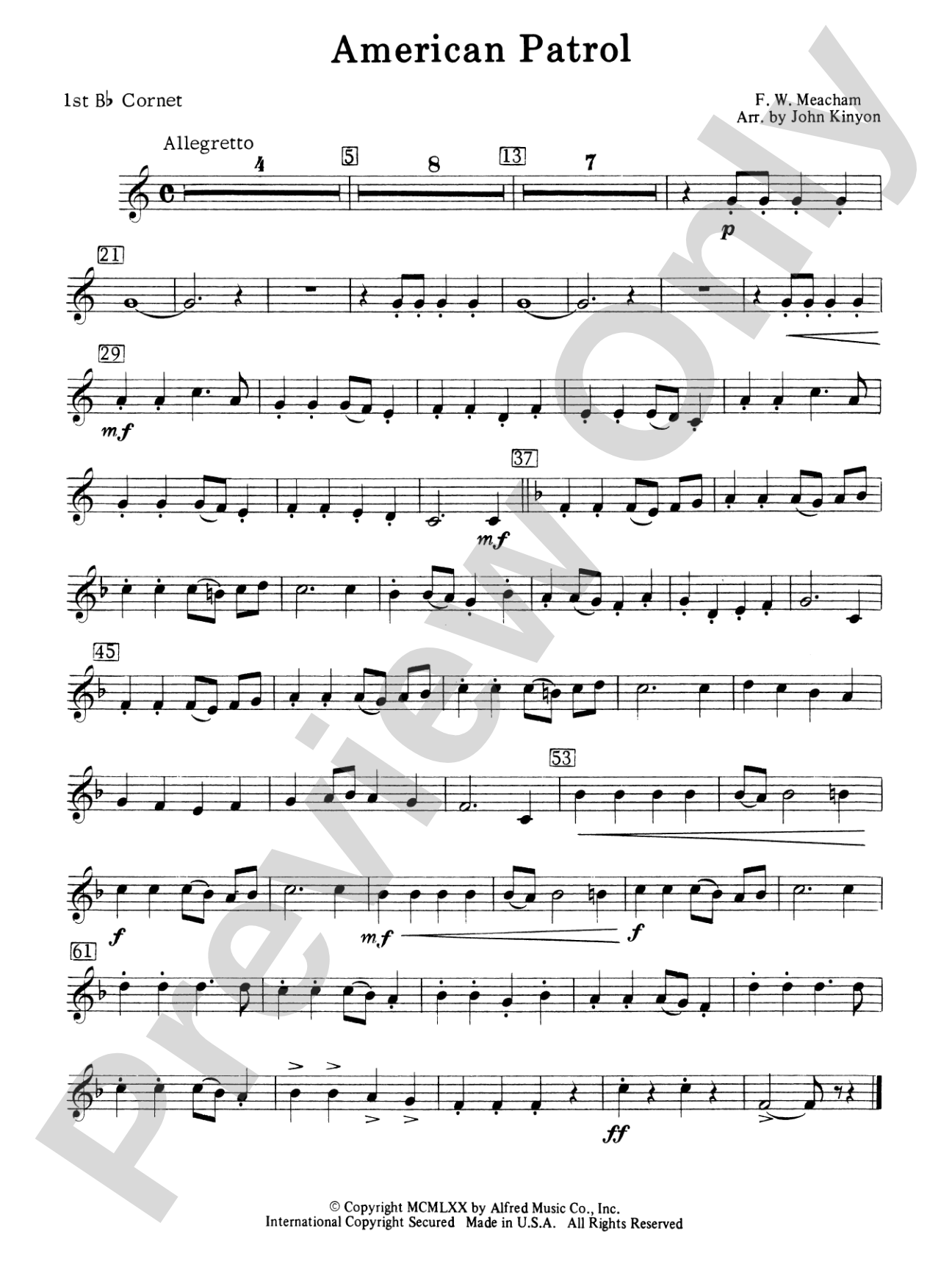 American Patrol: 1st B-flat Cornet