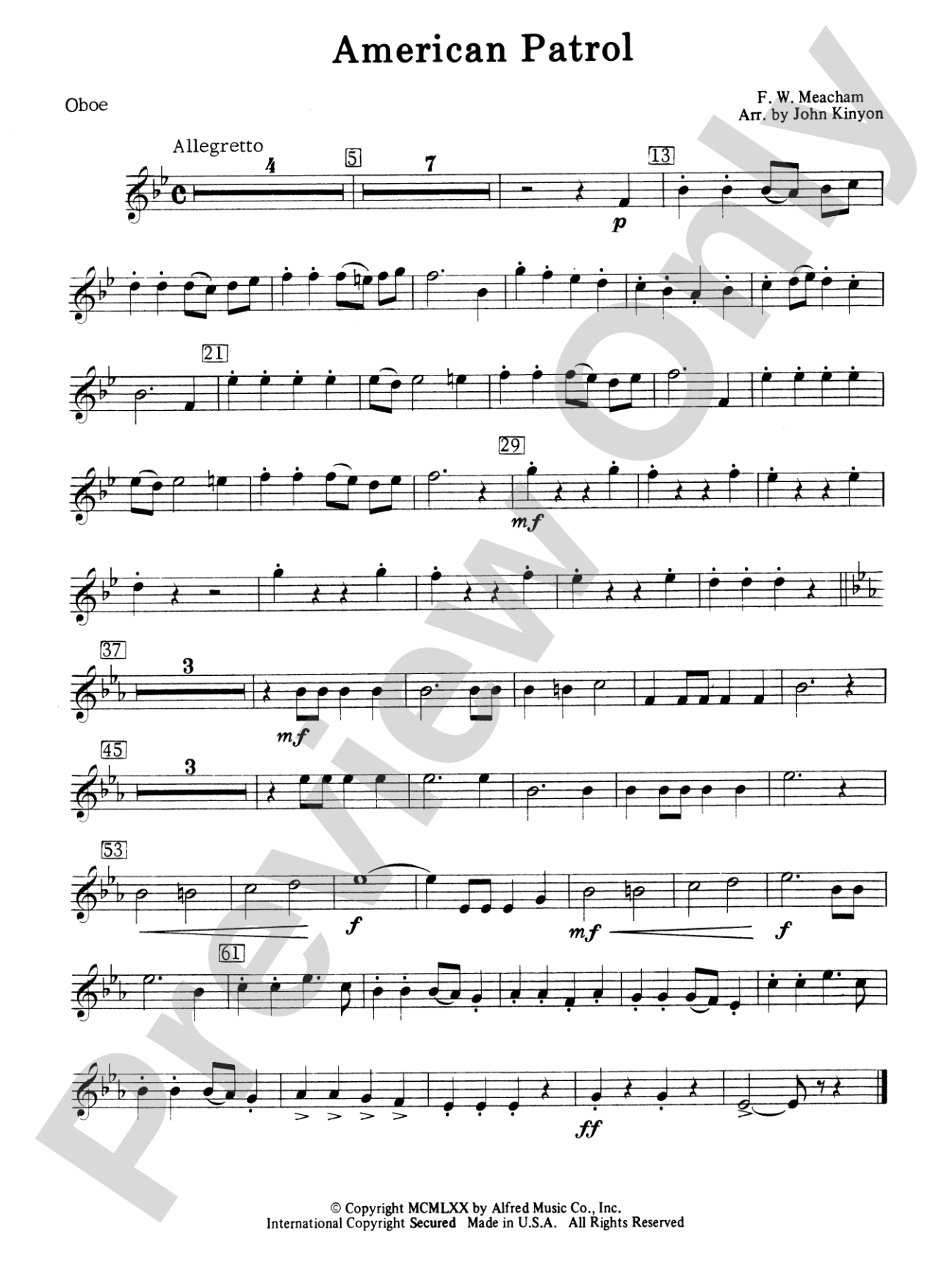 American Patrol: Oboe