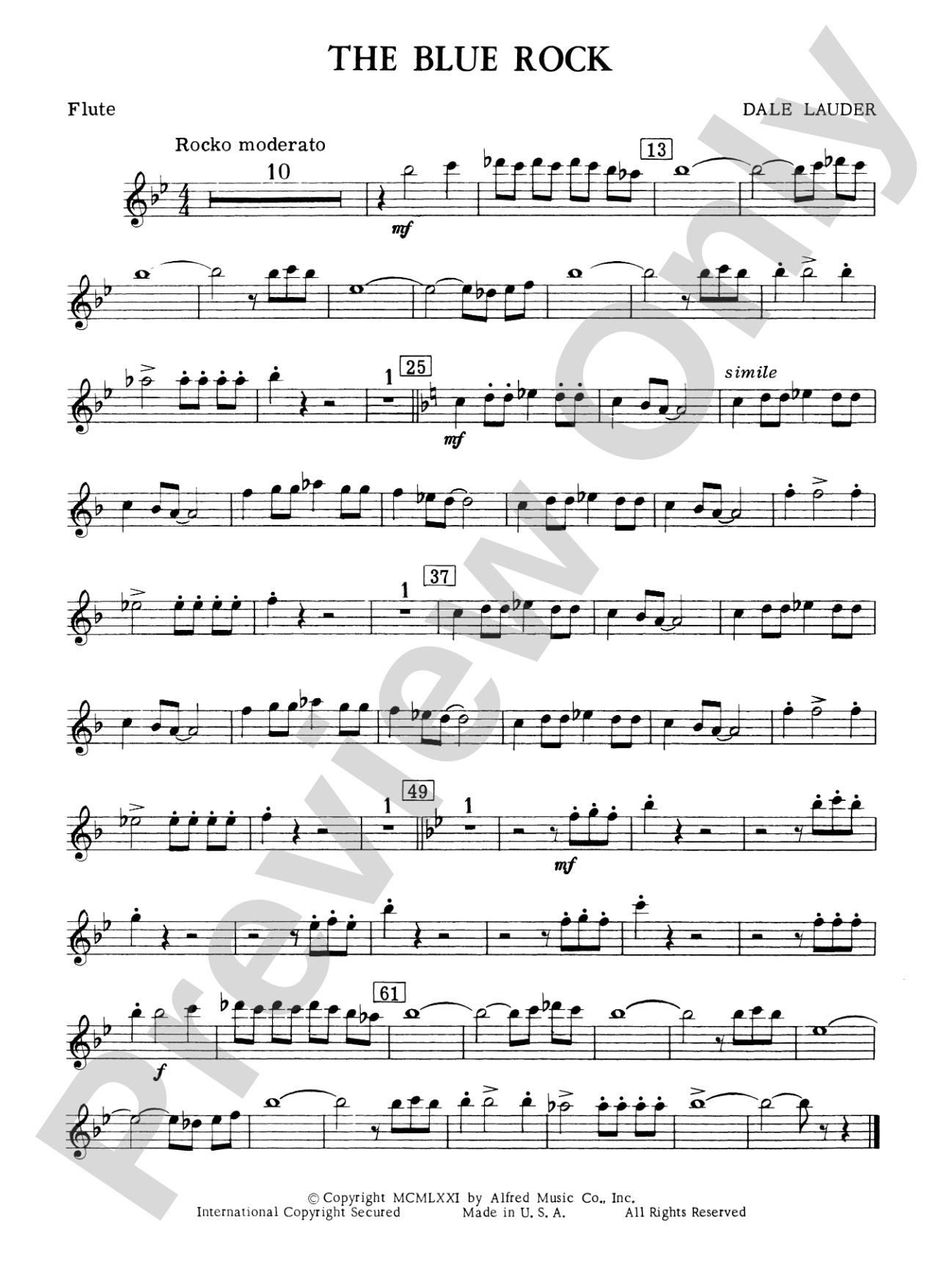 The Blue Rock (with optional Drum Set part): Flute