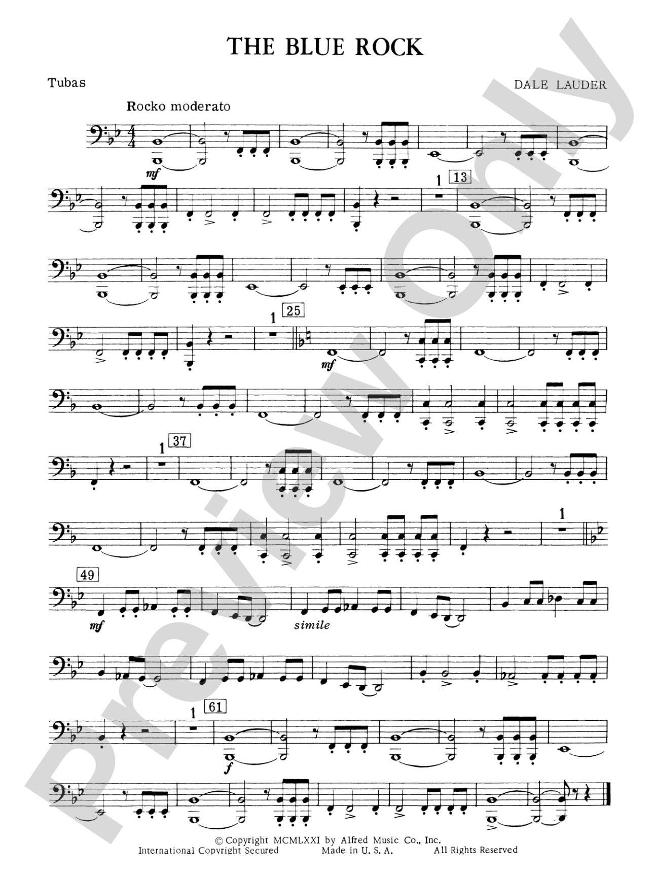 The Blue Rock (with optional Drum Set part): Tuba