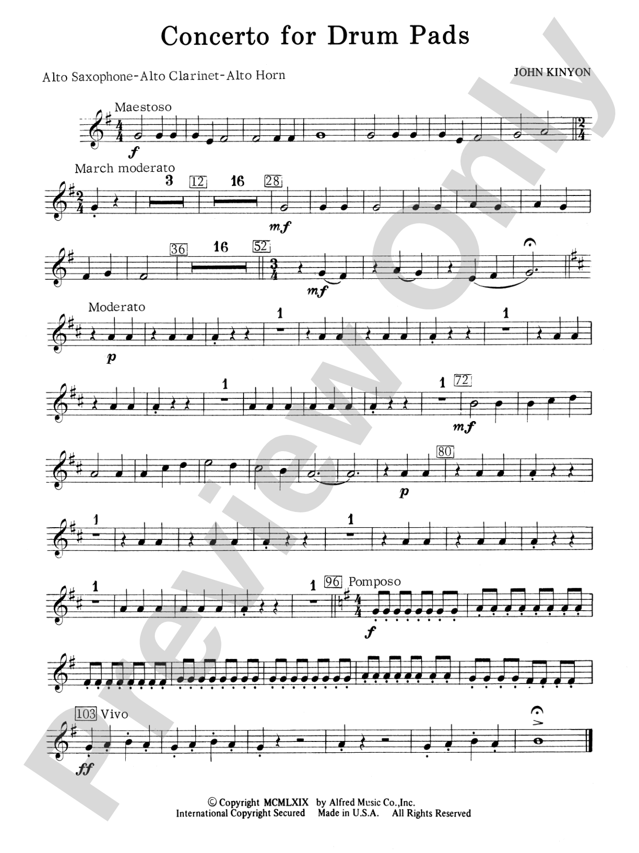 Concerto for Drum Pads: E-flat Alto Saxophone
