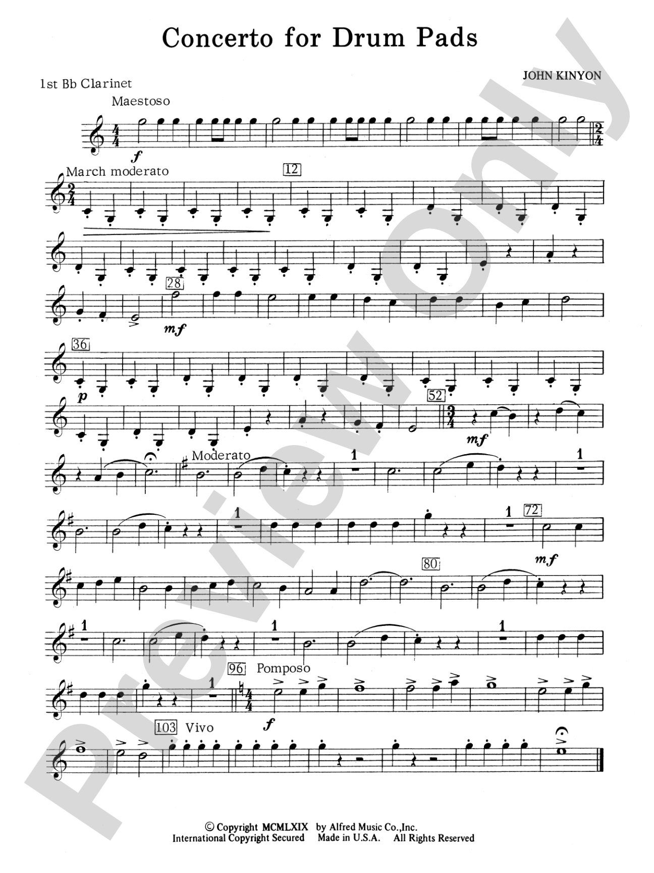 Concerto for Drum Pads: 1st B-flat Clarinet