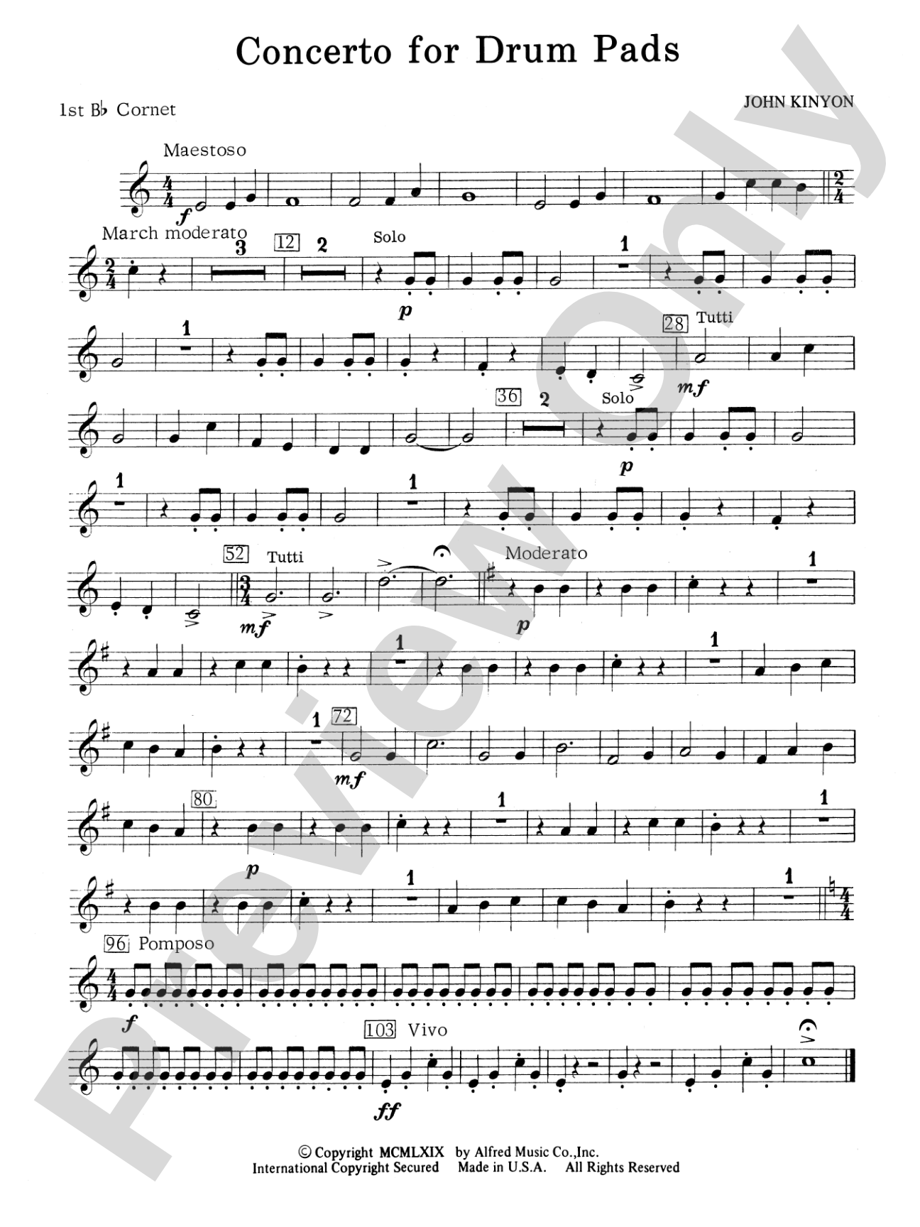 Concerto for Drum Pads: 1st B-flat Cornet