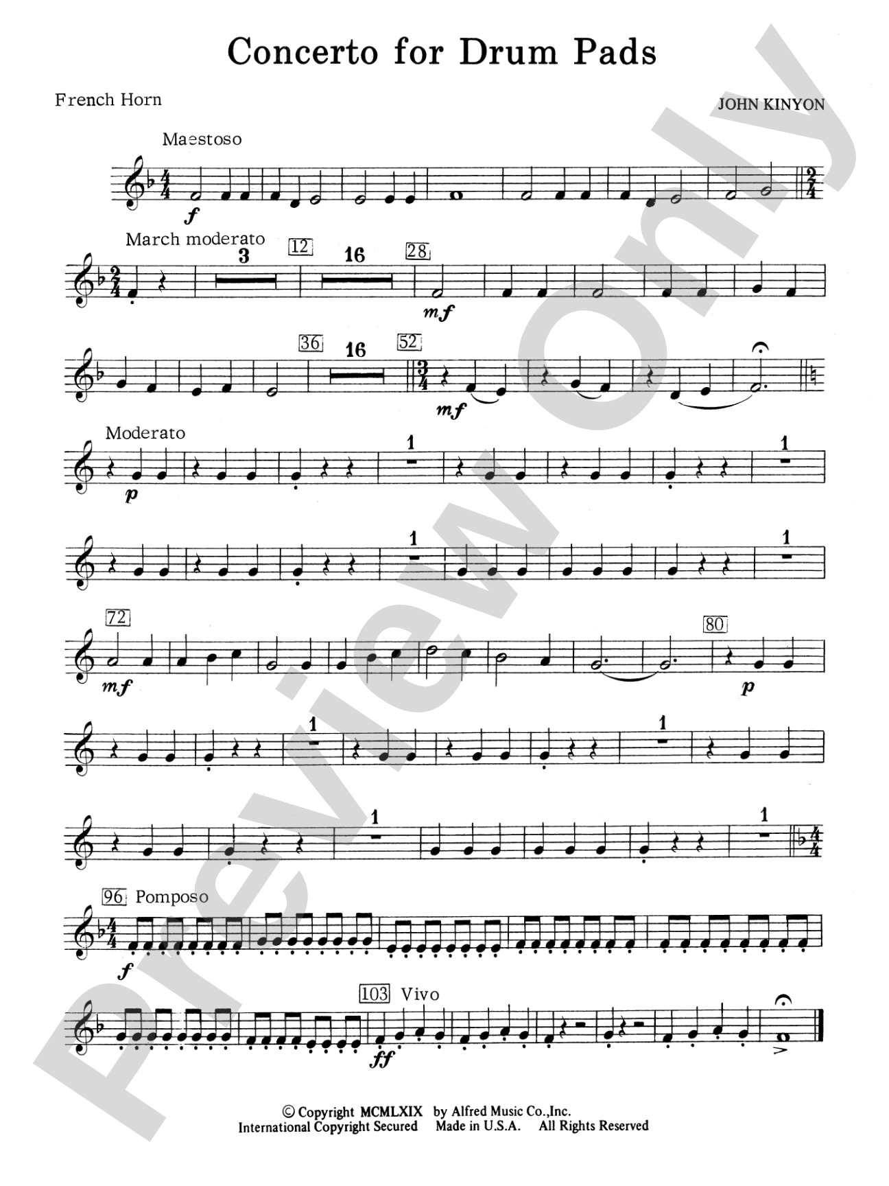 Concerto for Drum Pads: 1st F Horn
