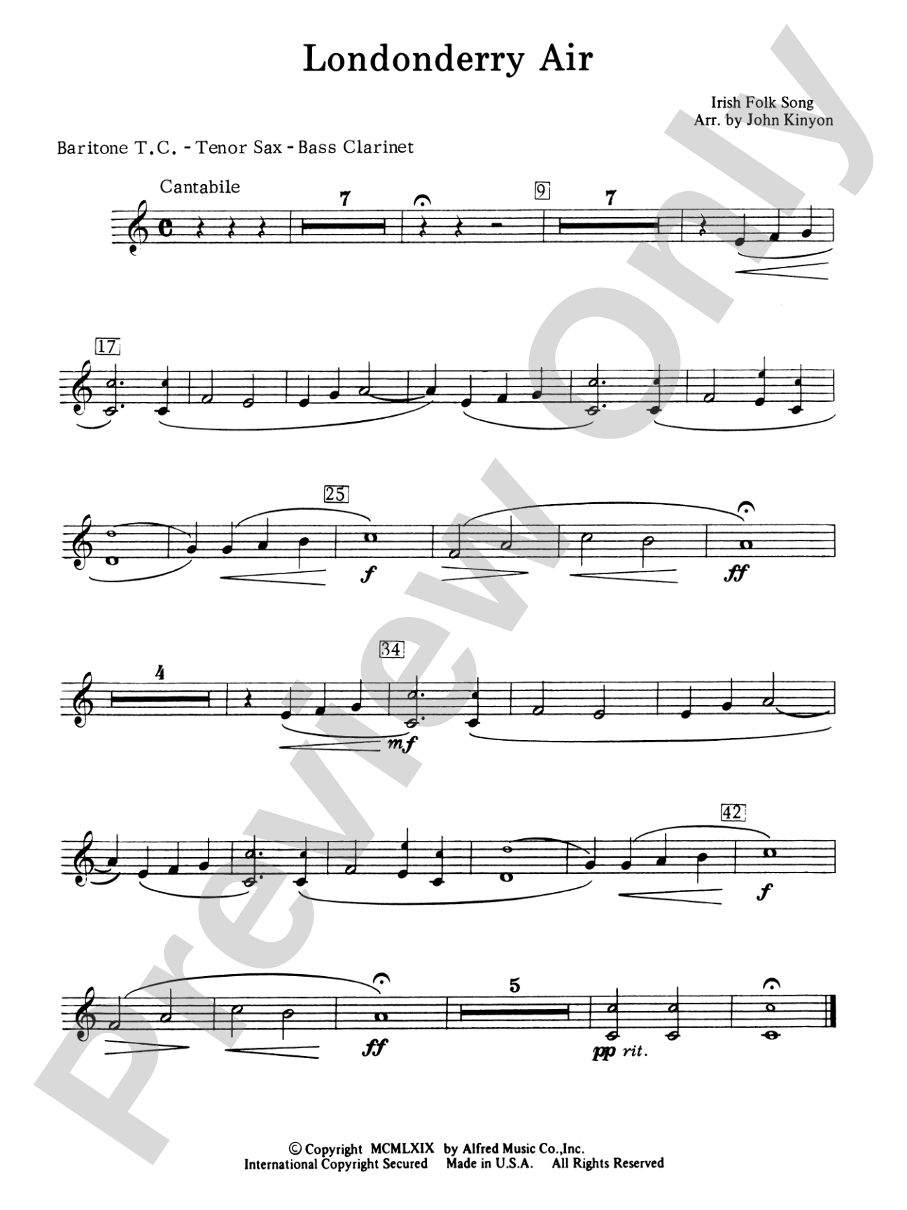 Londonderry Air (featuring the Clarinet section): Baritone T.C.