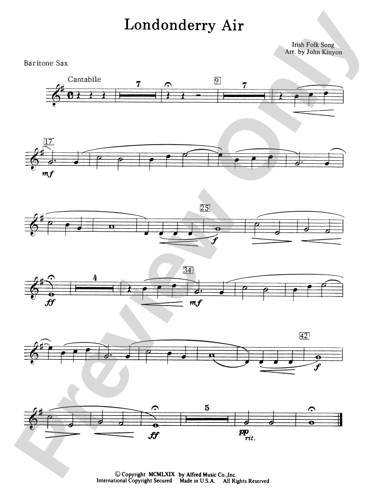 Londonderry Air (featuring the Clarinet section): E-flat Baritone Saxophone