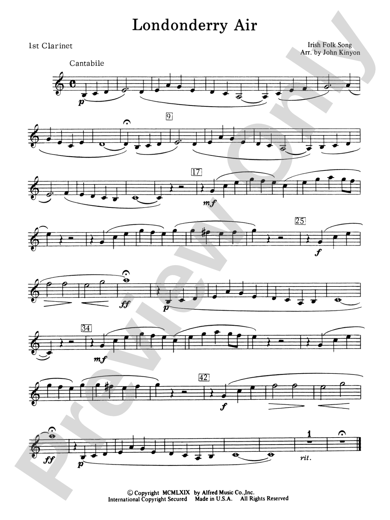 Londonderry Air (featuring the Clarinet section): 1st B-flat Clarinet