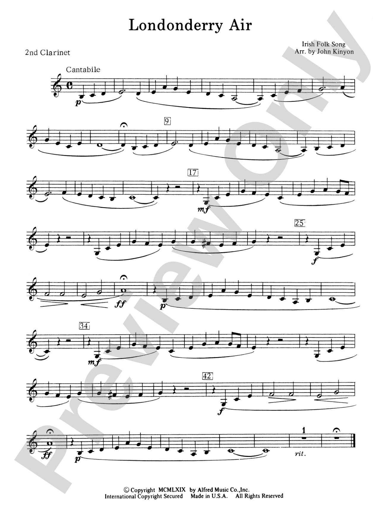 Londonderry Air (featuring the Clarinet section): 2nd B-flat Clarinet