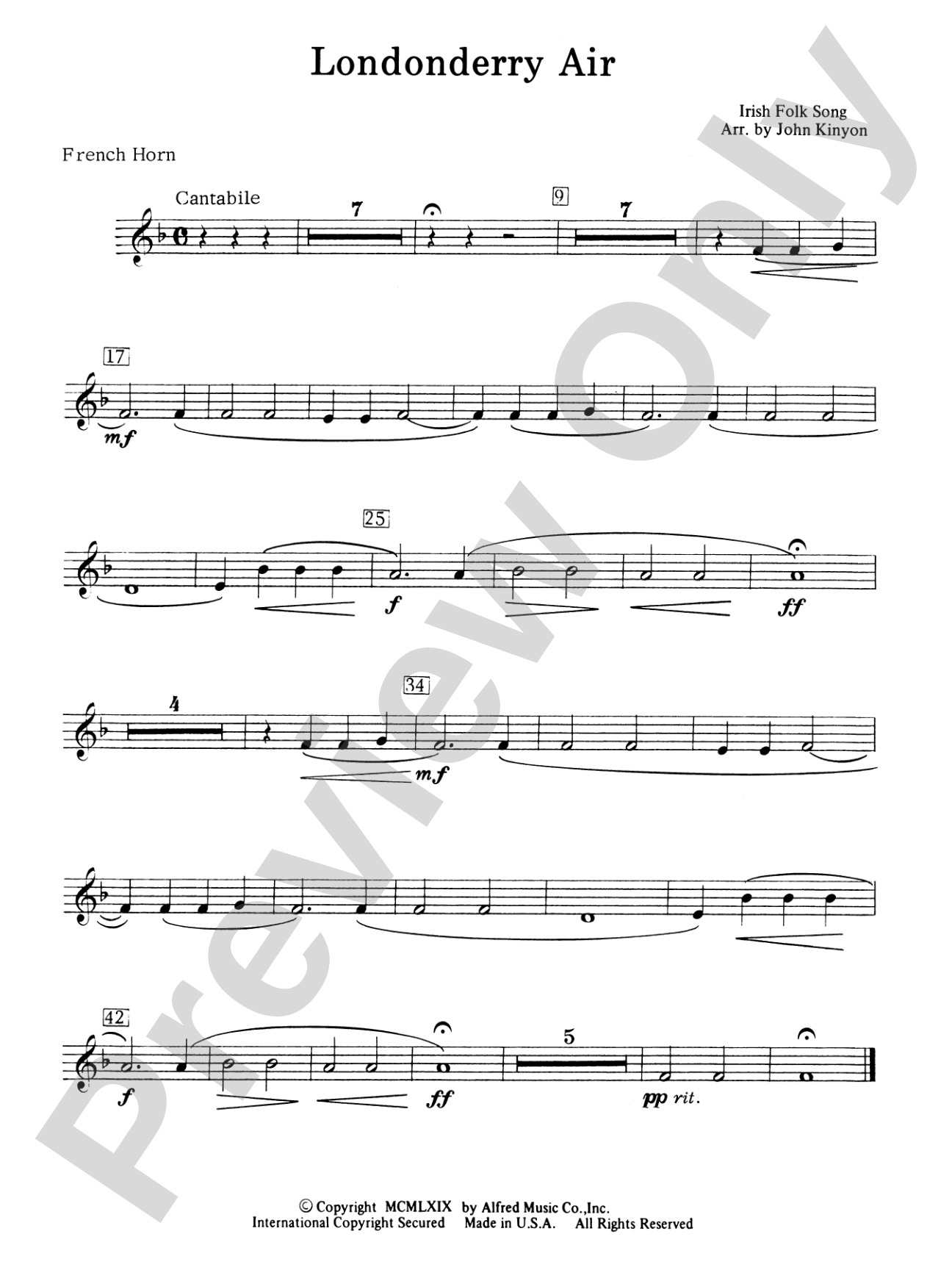 Londonderry Air (featuring the Clarinet section): 1st F Horn