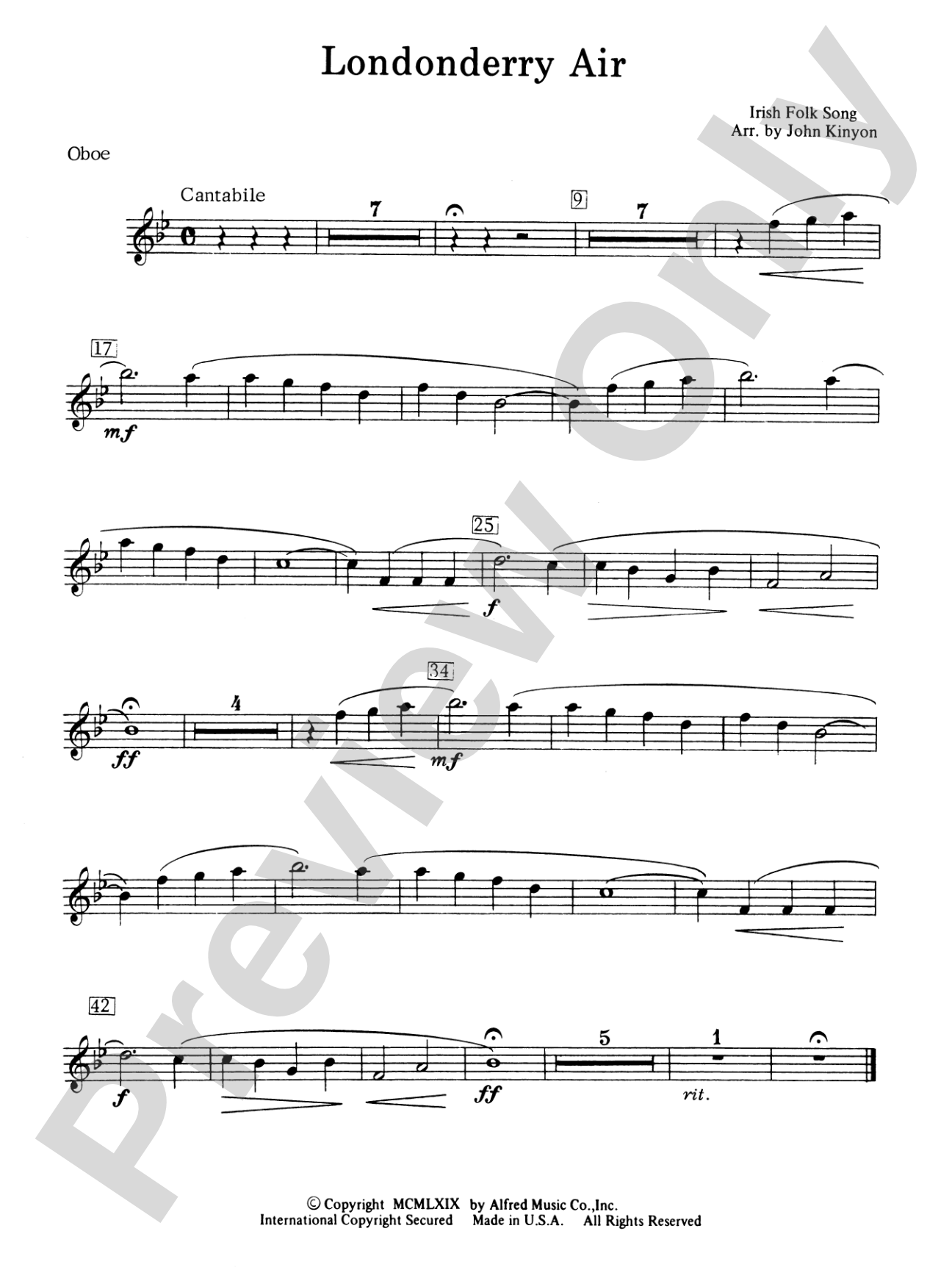 Londonderry Air (featuring the Clarinet section): Oboe