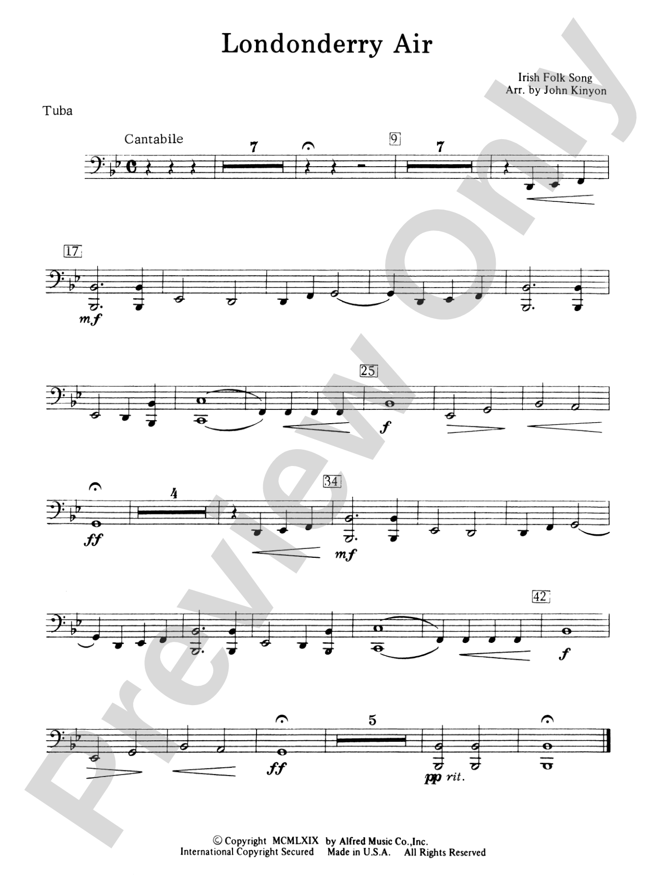 Londonderry Air (featuring the Clarinet section): Tuba