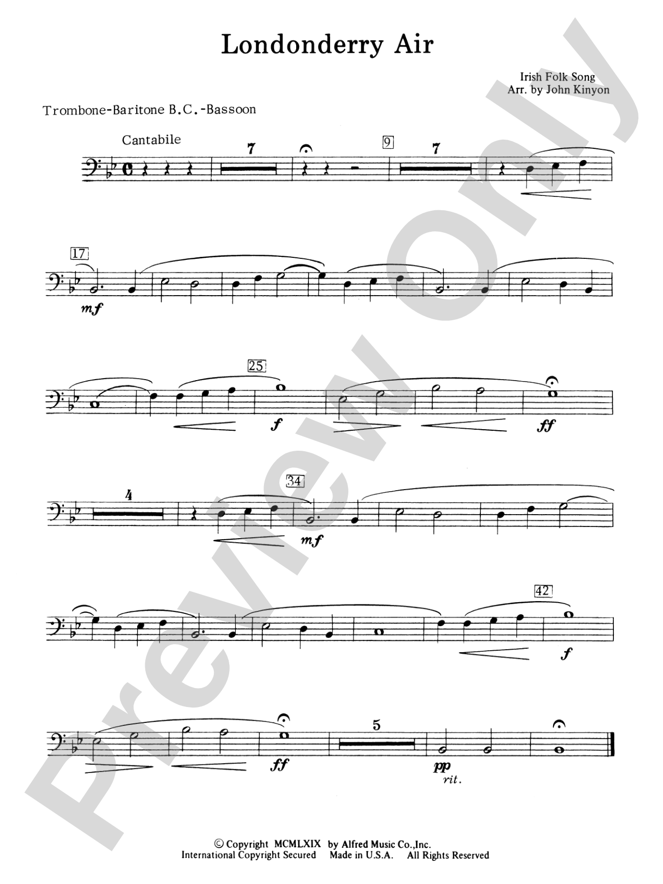 Londonderry Air (featuring the Clarinet section): 1st Trombone