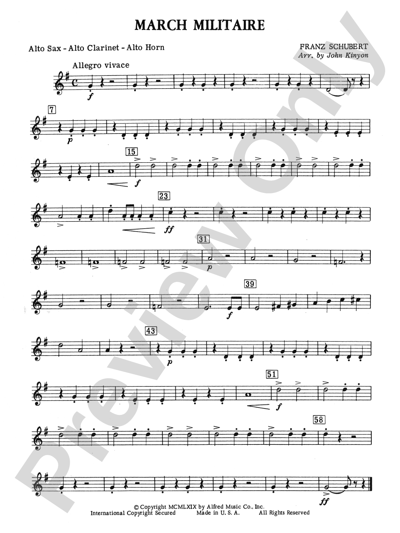 March Militaire: E-flat Alto Saxophone