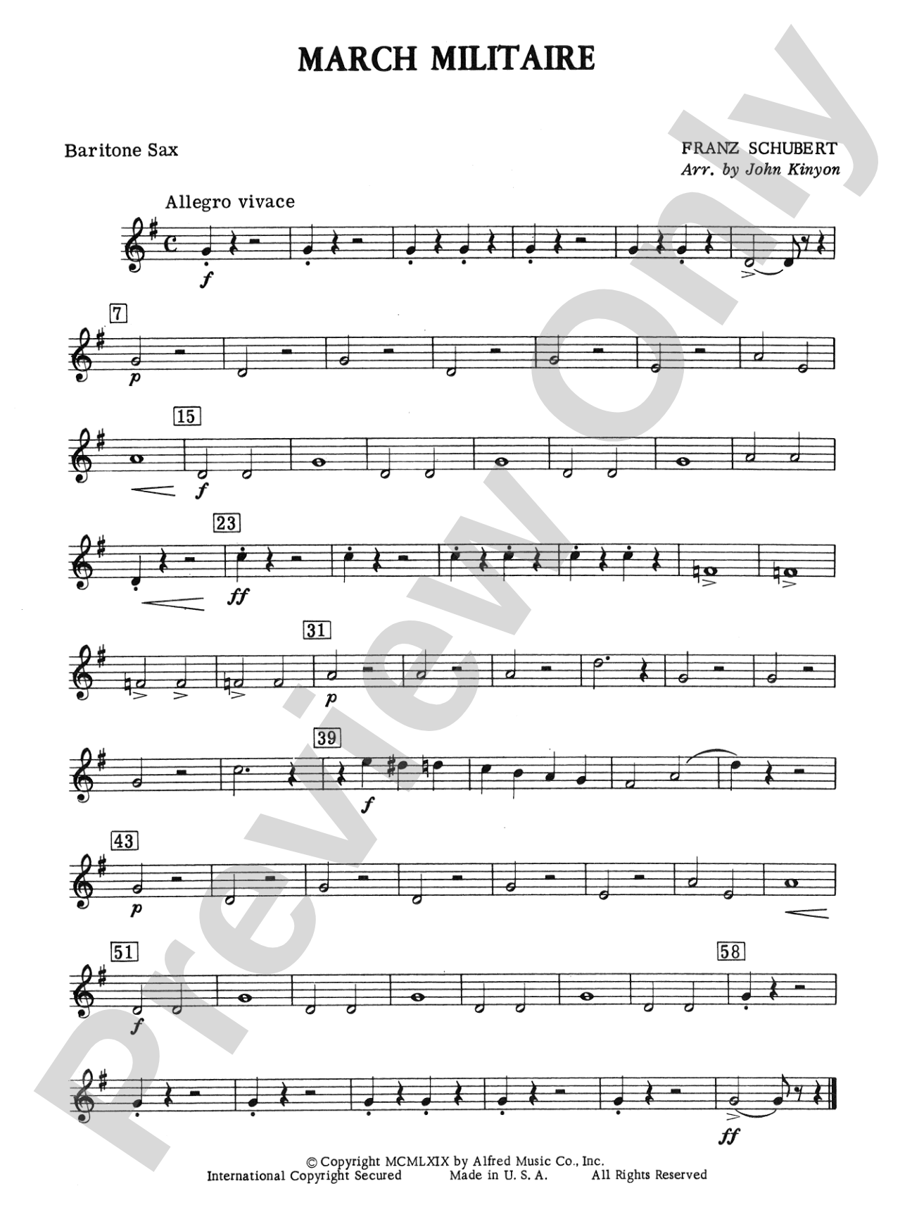 March Militaire: E-flat Baritone Saxophone