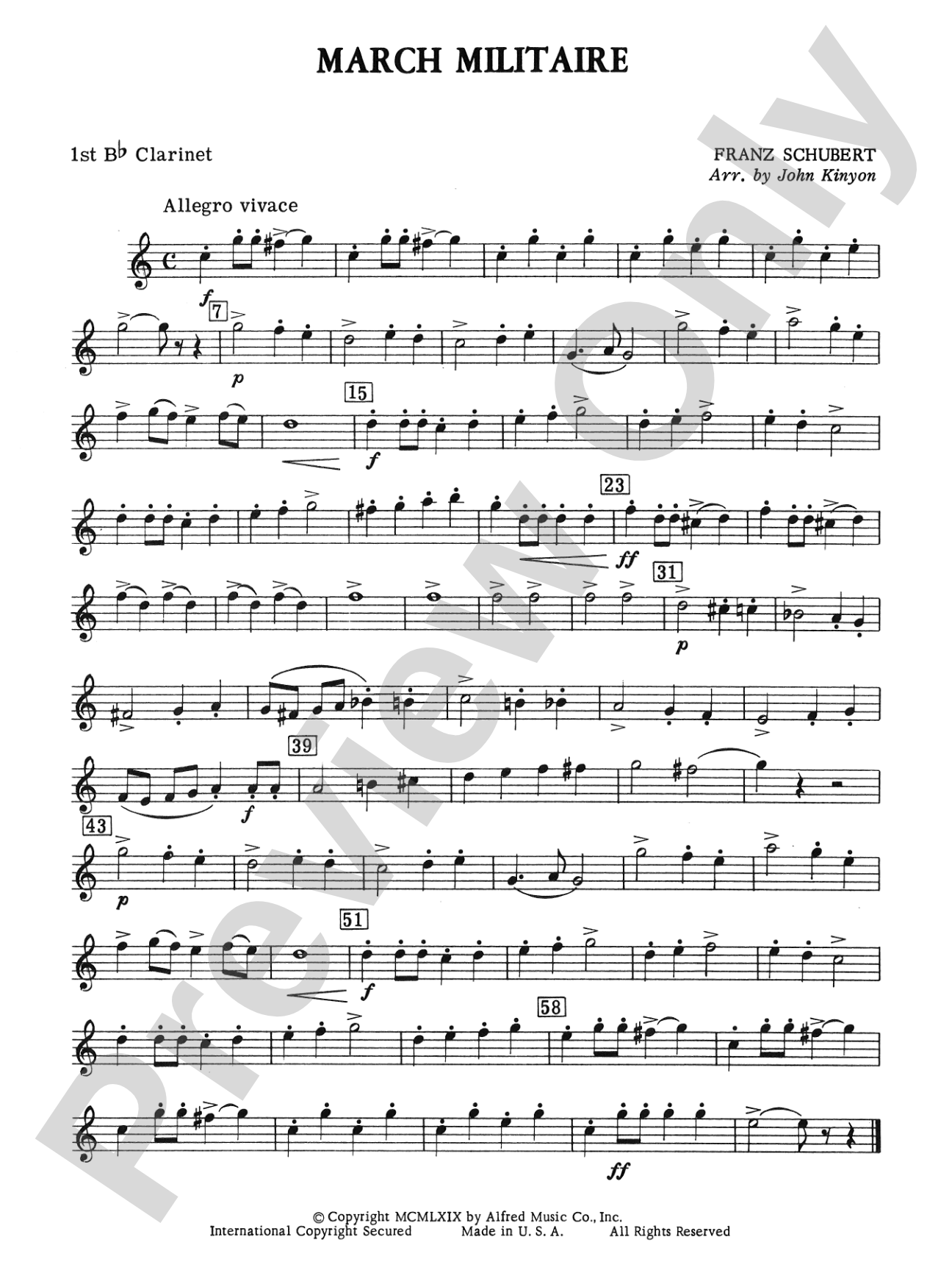 March Militaire: 1st B-flat Clarinet