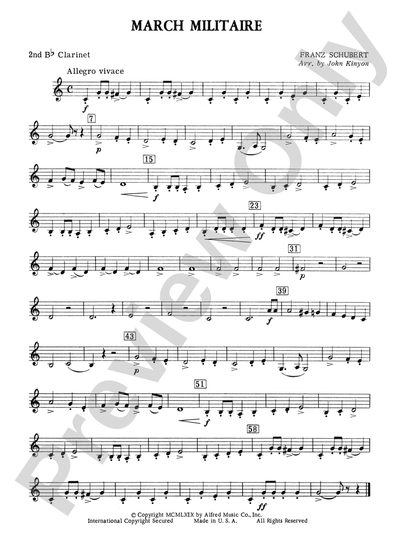 March Militaire: 2nd B-flat Clarinet