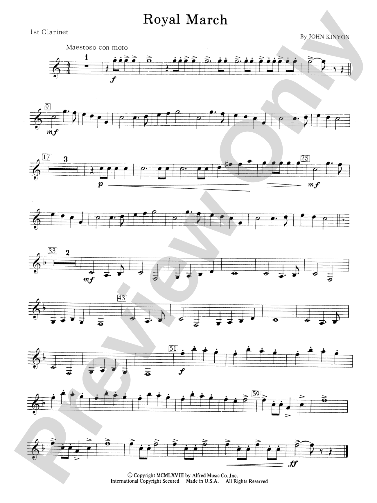 Royal March: 1st B-flat Clarinet