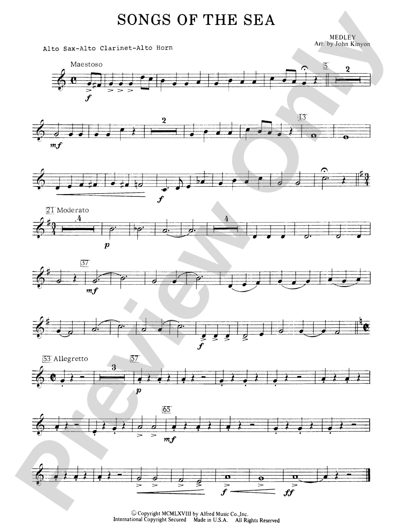 Songs of the Sea (Medley): E-flat Alto Saxophone