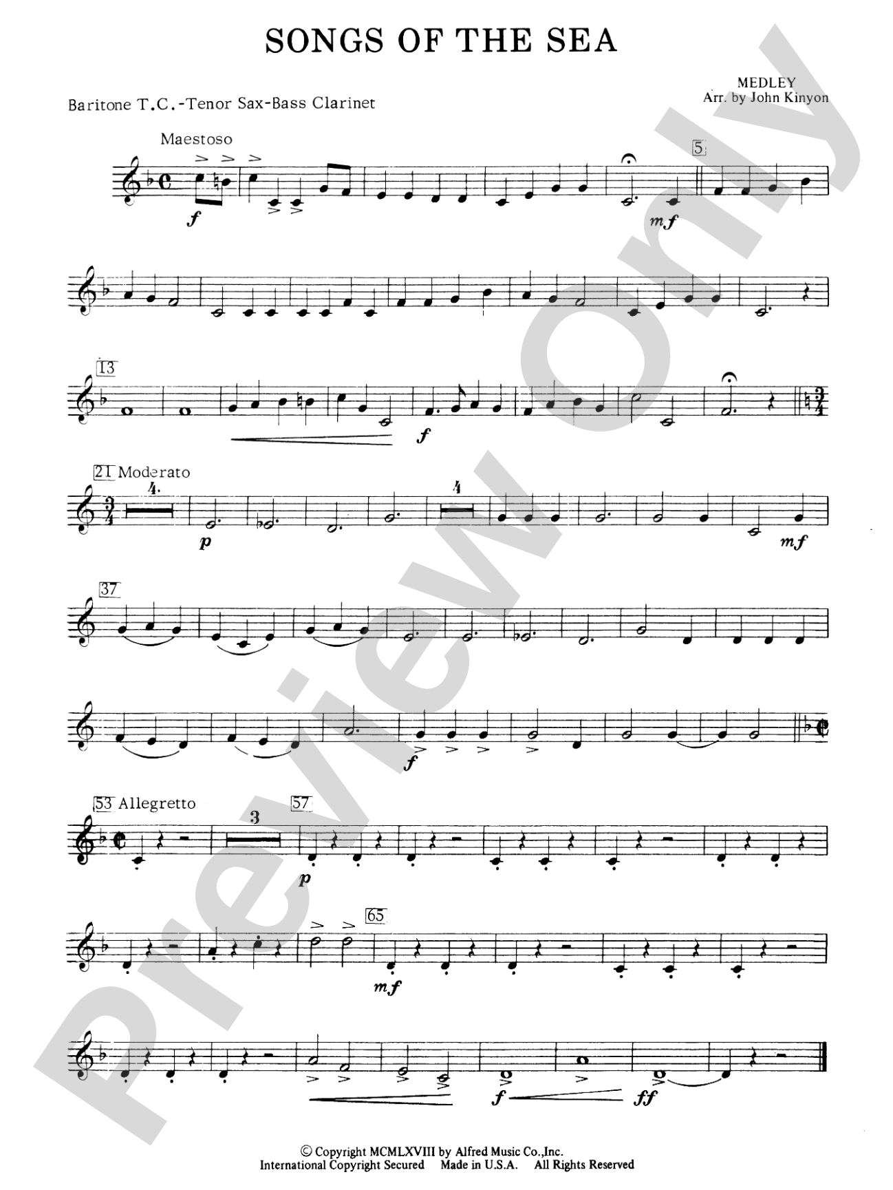 Songs of the Sea (Medley): Baritone T.C.