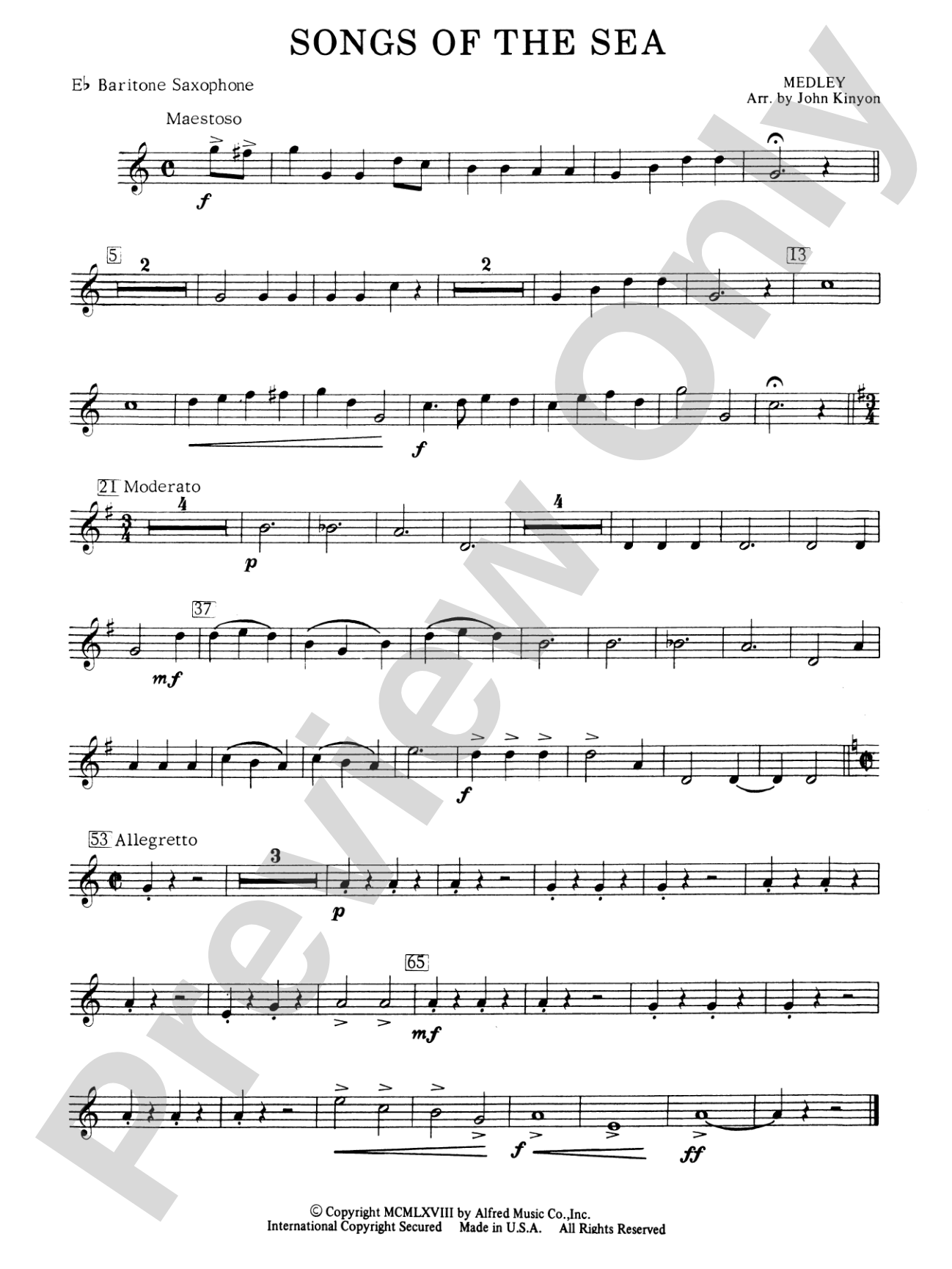 Songs of the Sea (Medley): E-flat Baritone Saxophone