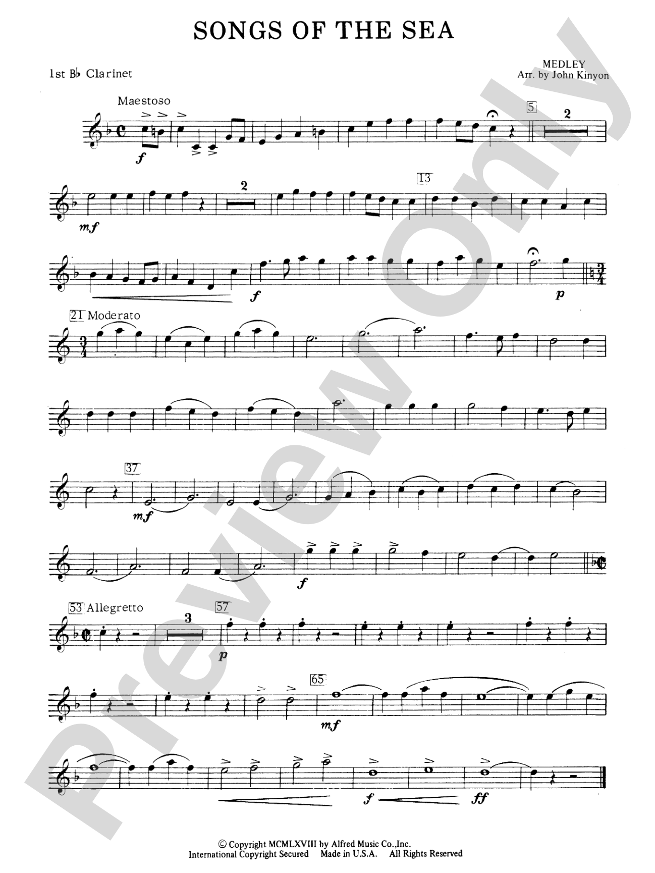 Songs of the Sea (Medley): 1st B-flat Clarinet