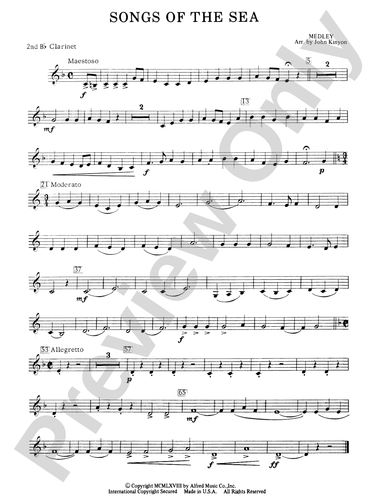Songs of the Sea (Medley): 2nd B-flat Clarinet