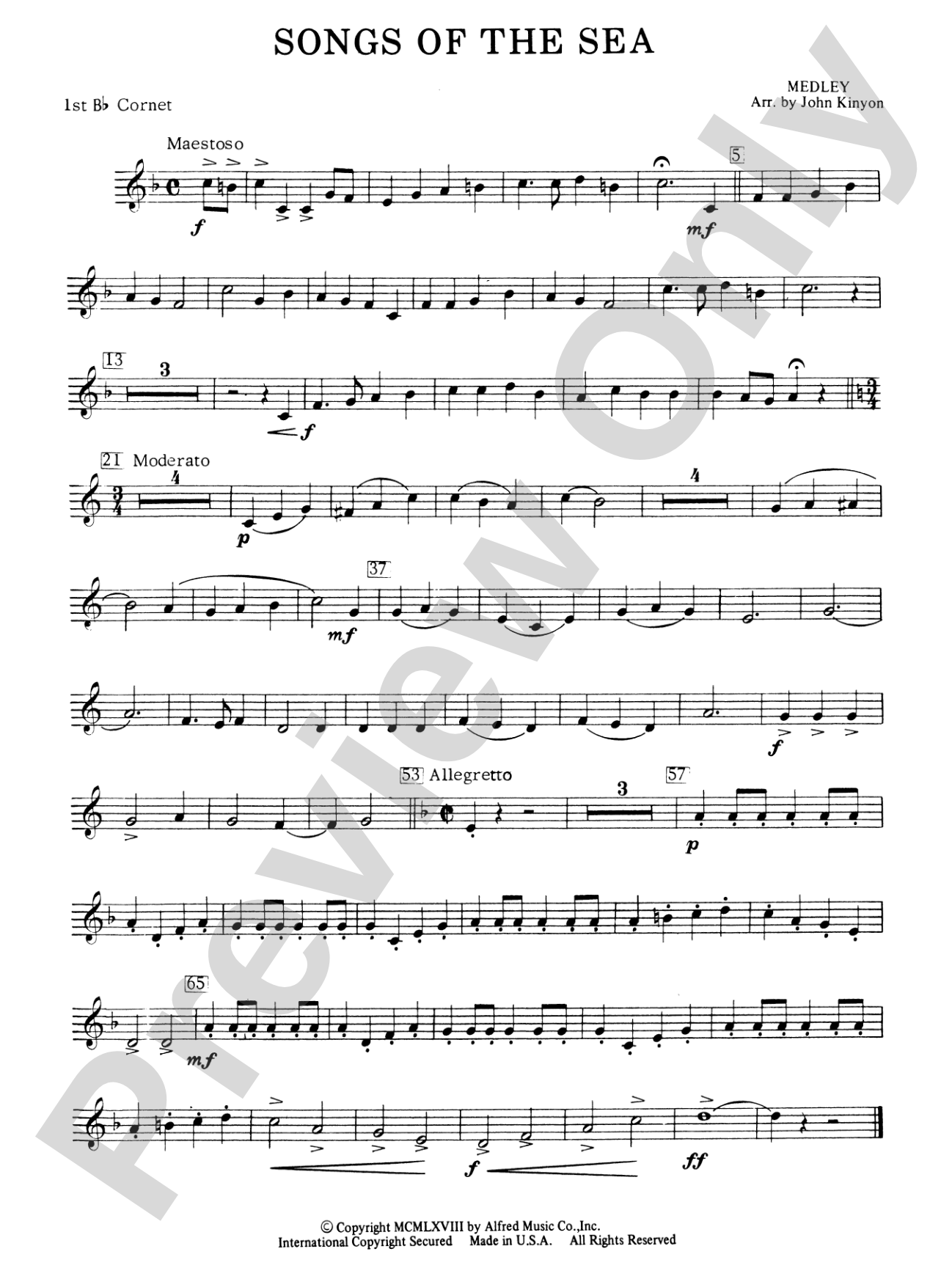 Songs of the Sea (Medley): 1st B-flat Cornet