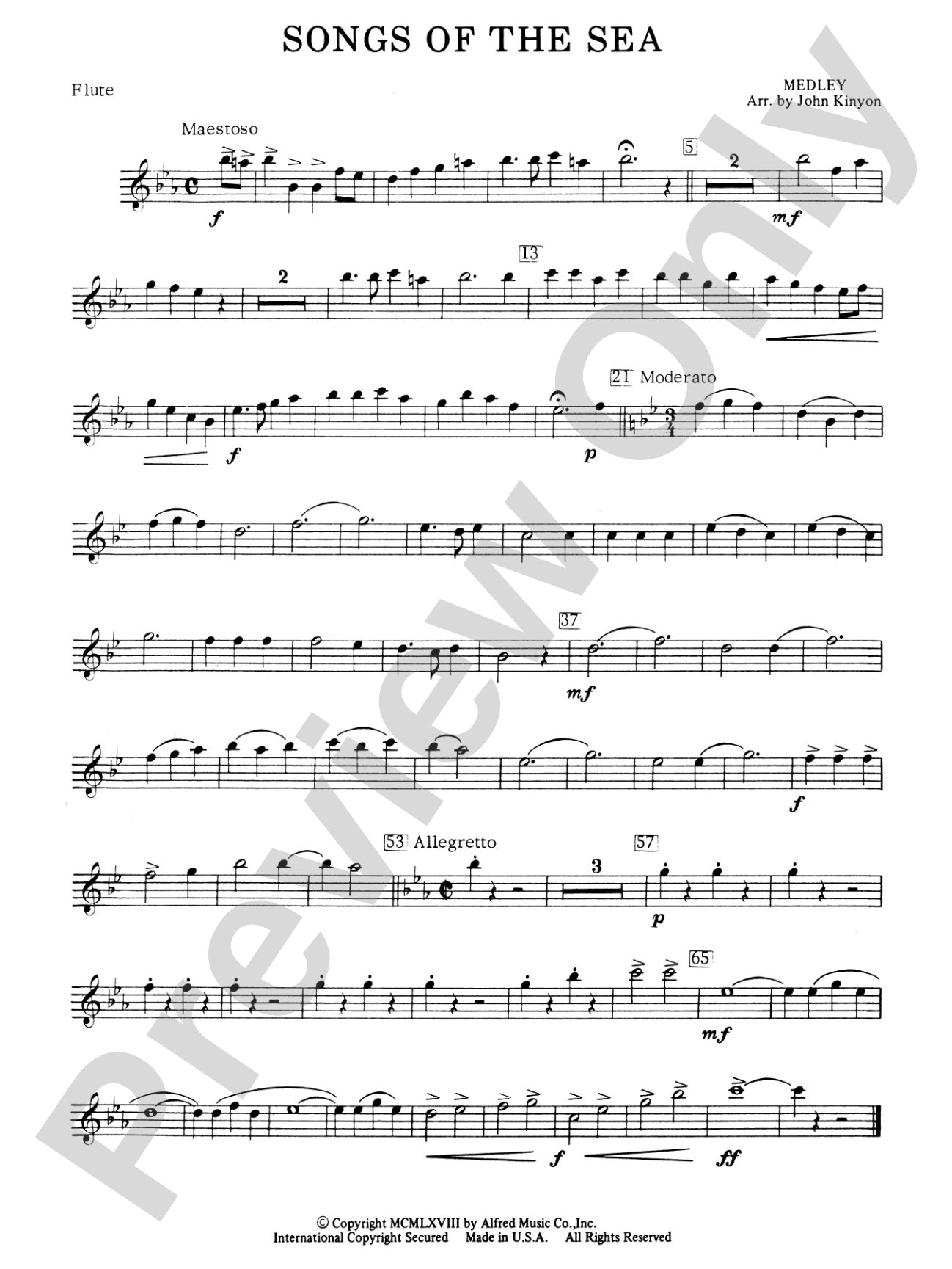 Songs of the Sea (Medley): Flute