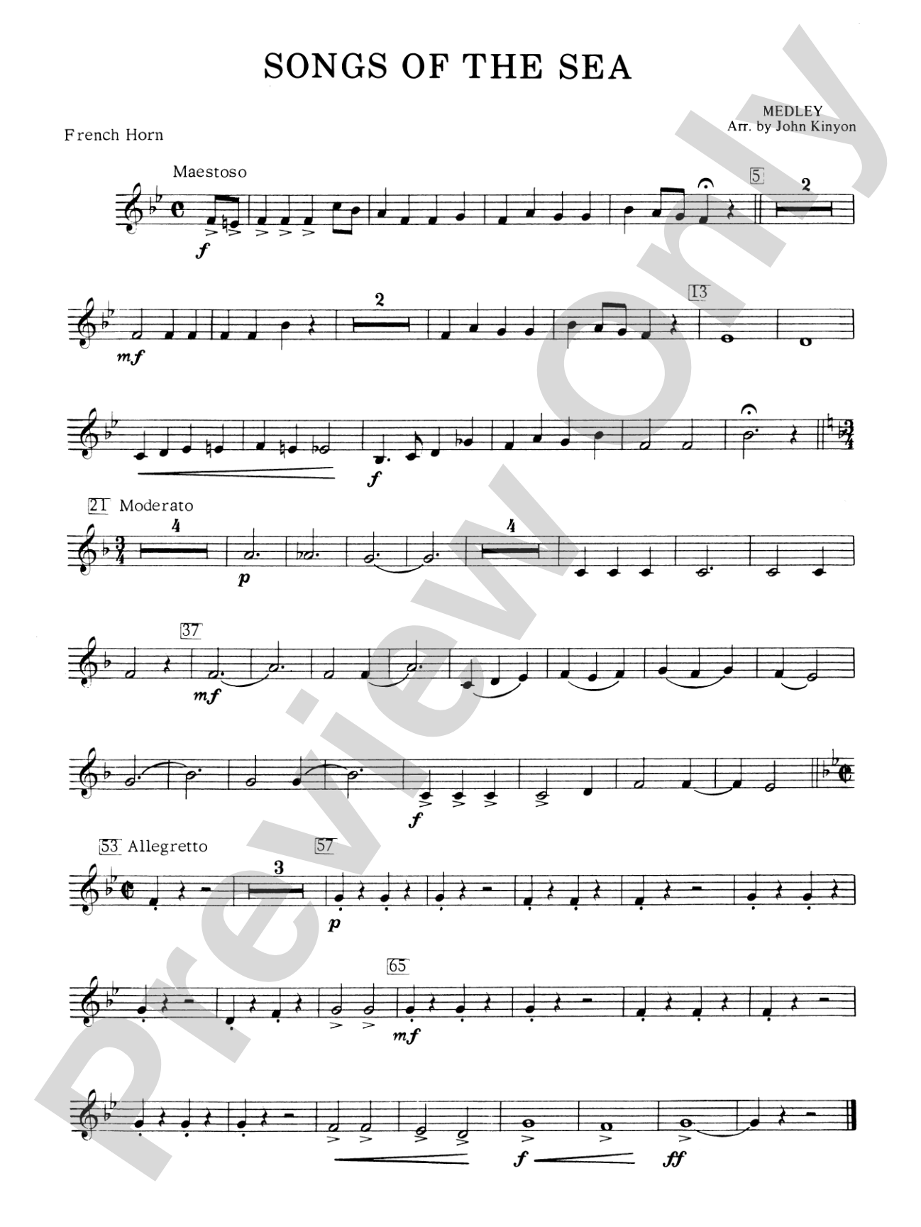 Songs of the Sea (Medley): 1st F Horn