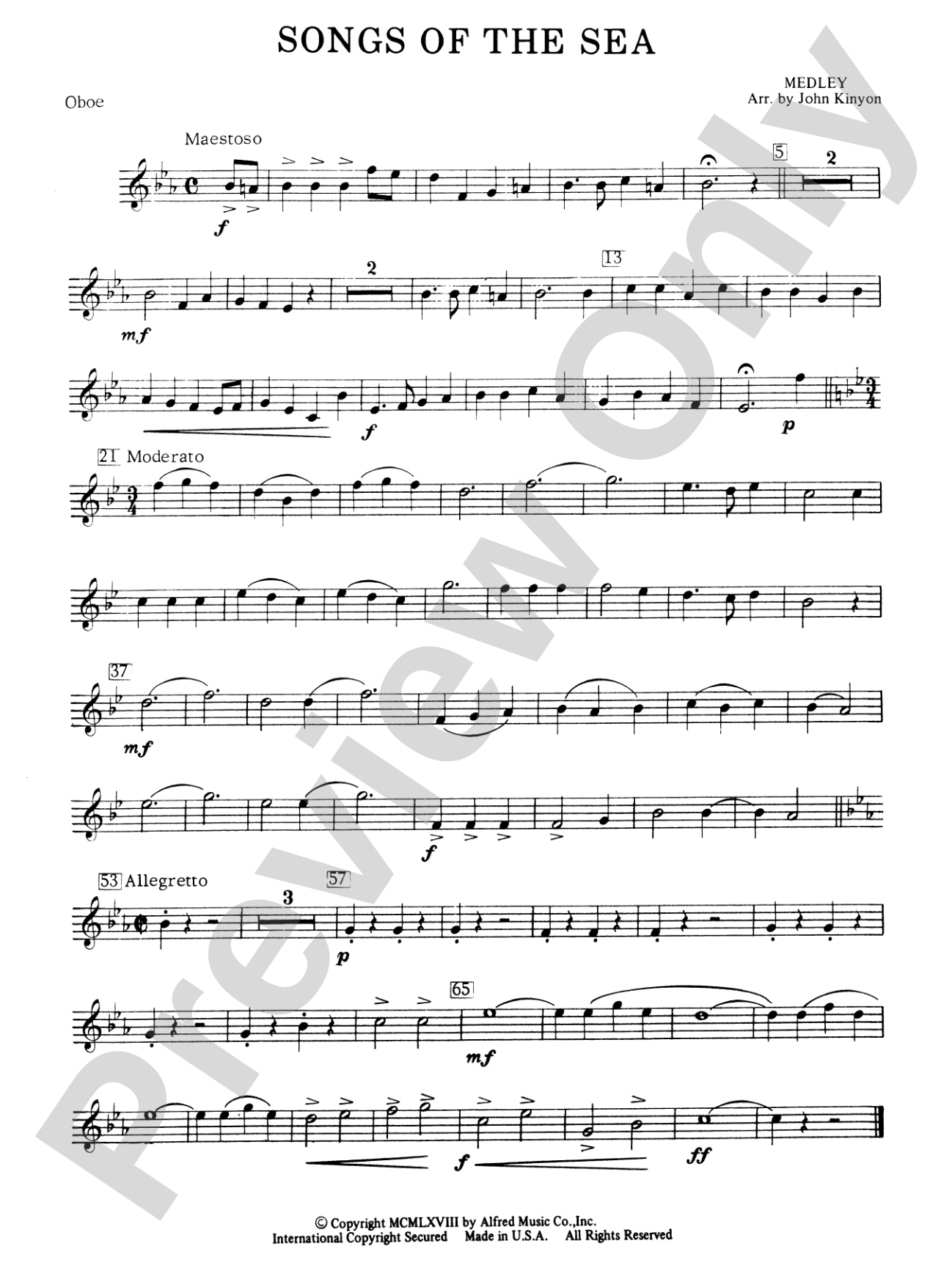 Songs of the Sea (Medley): Oboe
