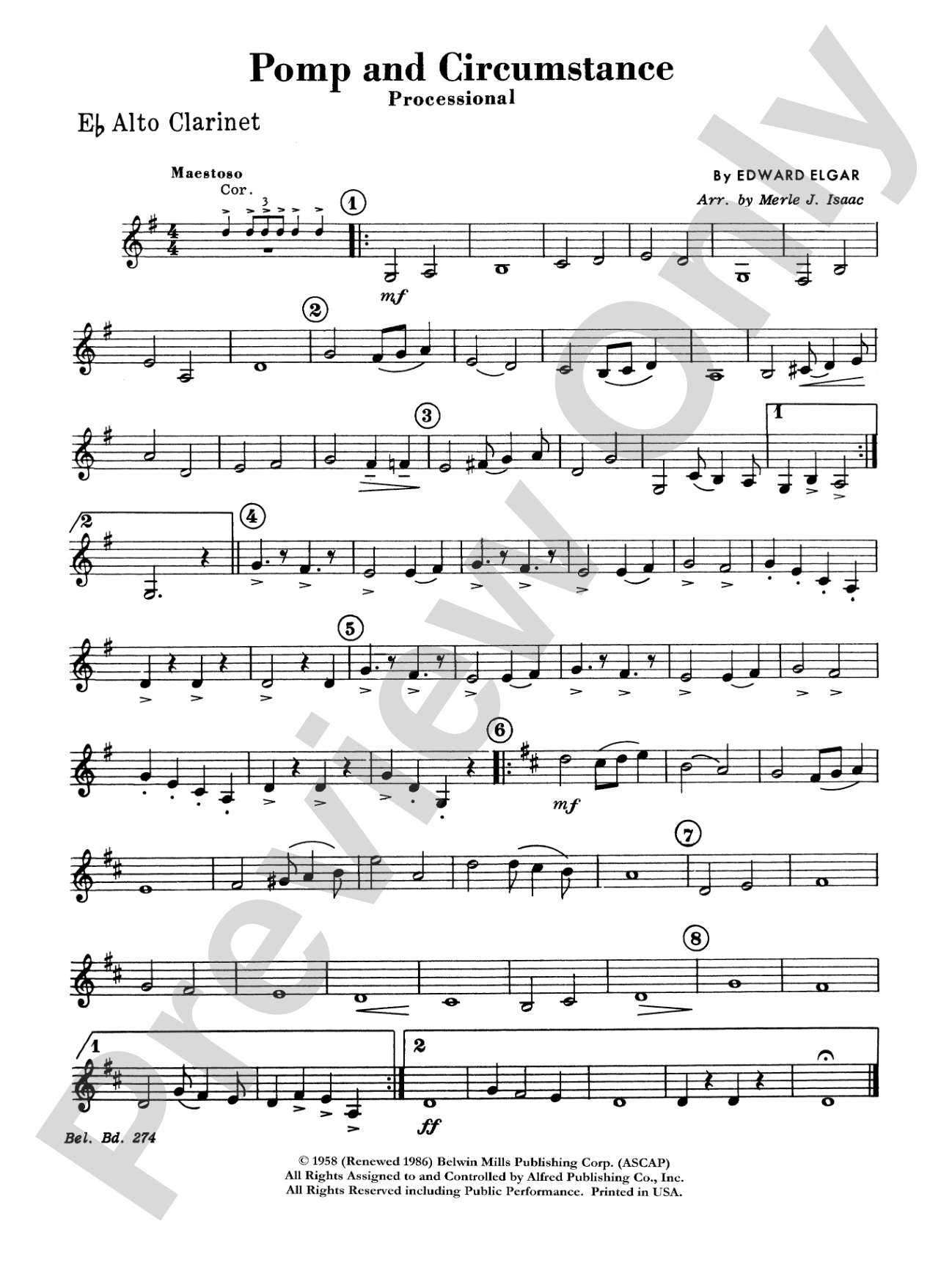 Pomp and Circumstance, Op. 39, No. 1 (Processional): E-flat Alto Clarinet