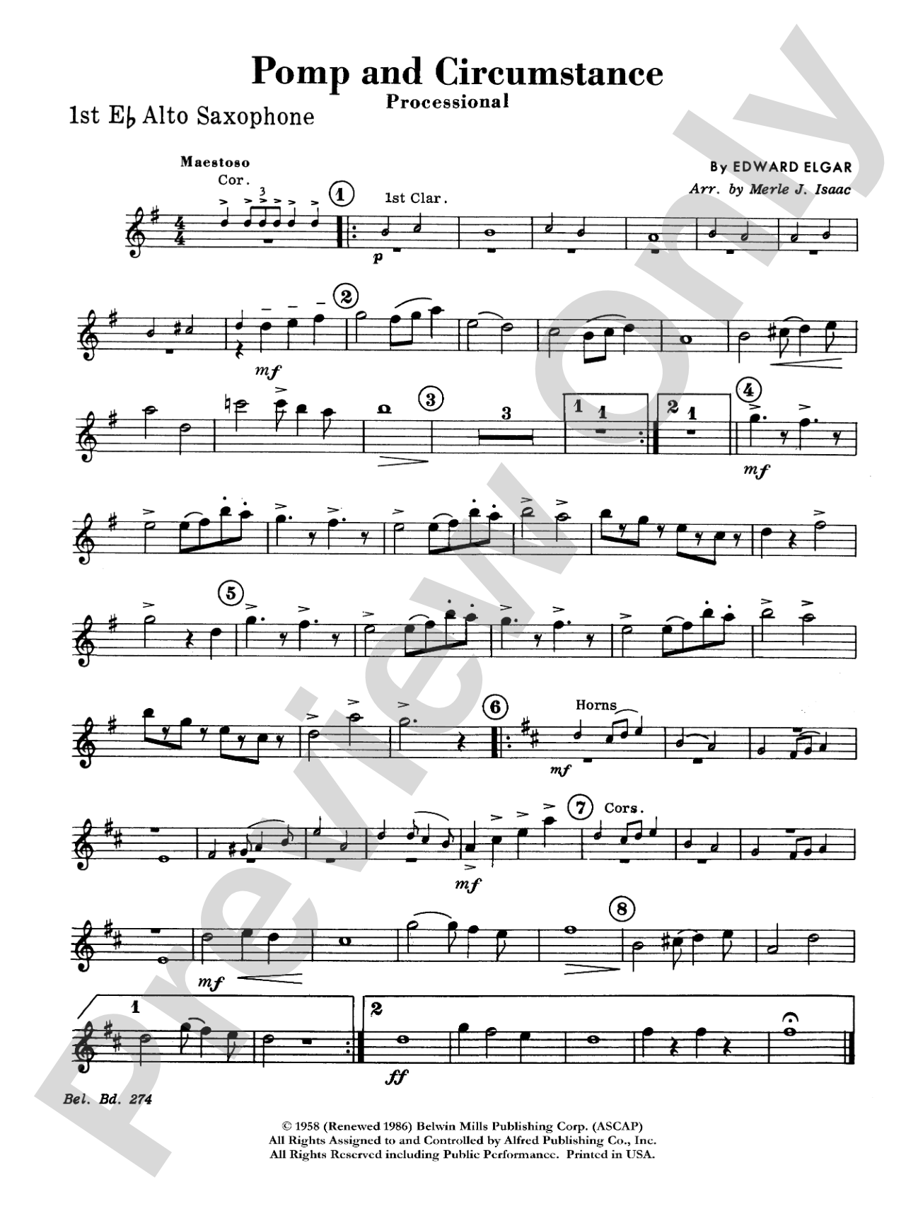Pomp and Circumstance, Op. 39, No. 1 (Processional): E-flat Alto Saxophone